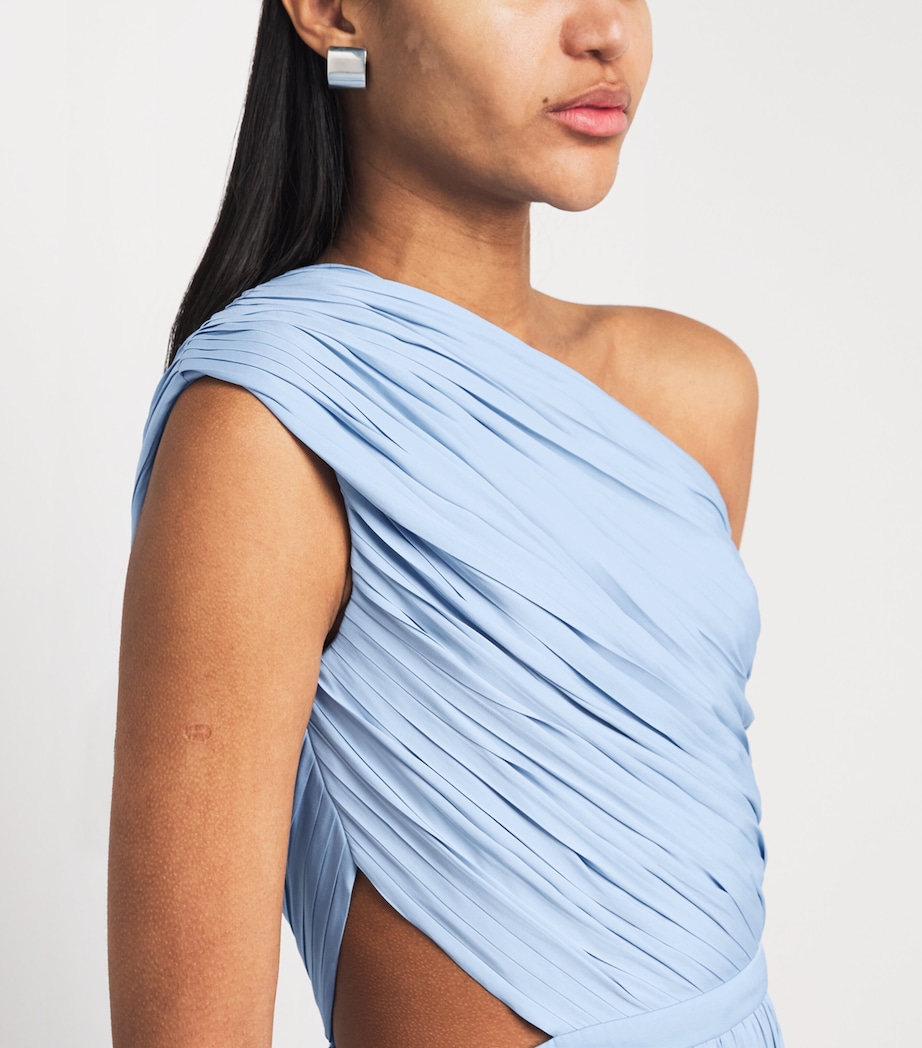 Maje Womens One-Shoulder Maxi Dress Blue Sky Image 3