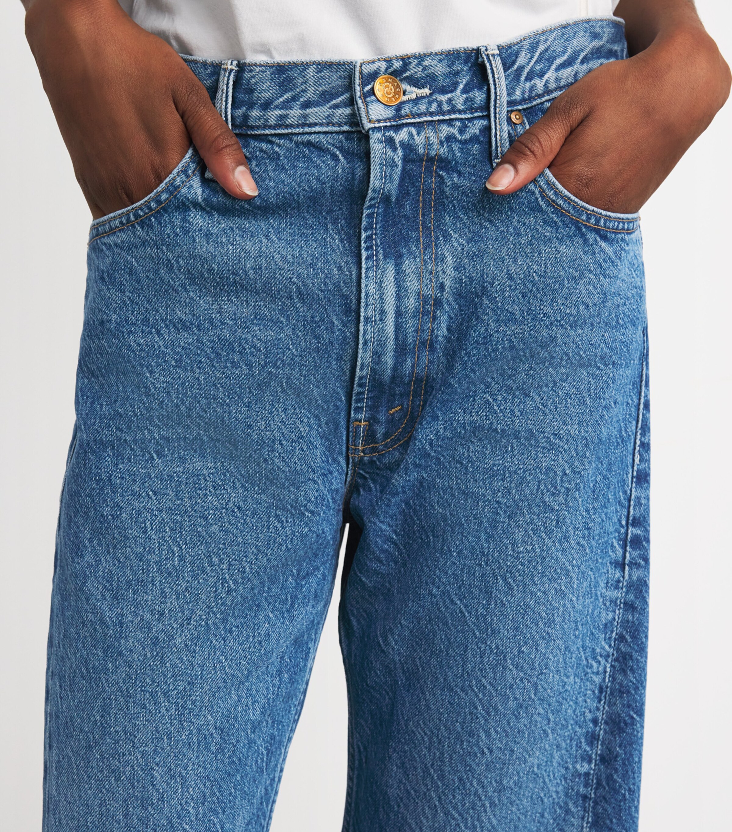 MOTHER Blue SNACKS! The Lemon Twist Curved Seam Jeans | Harrods US