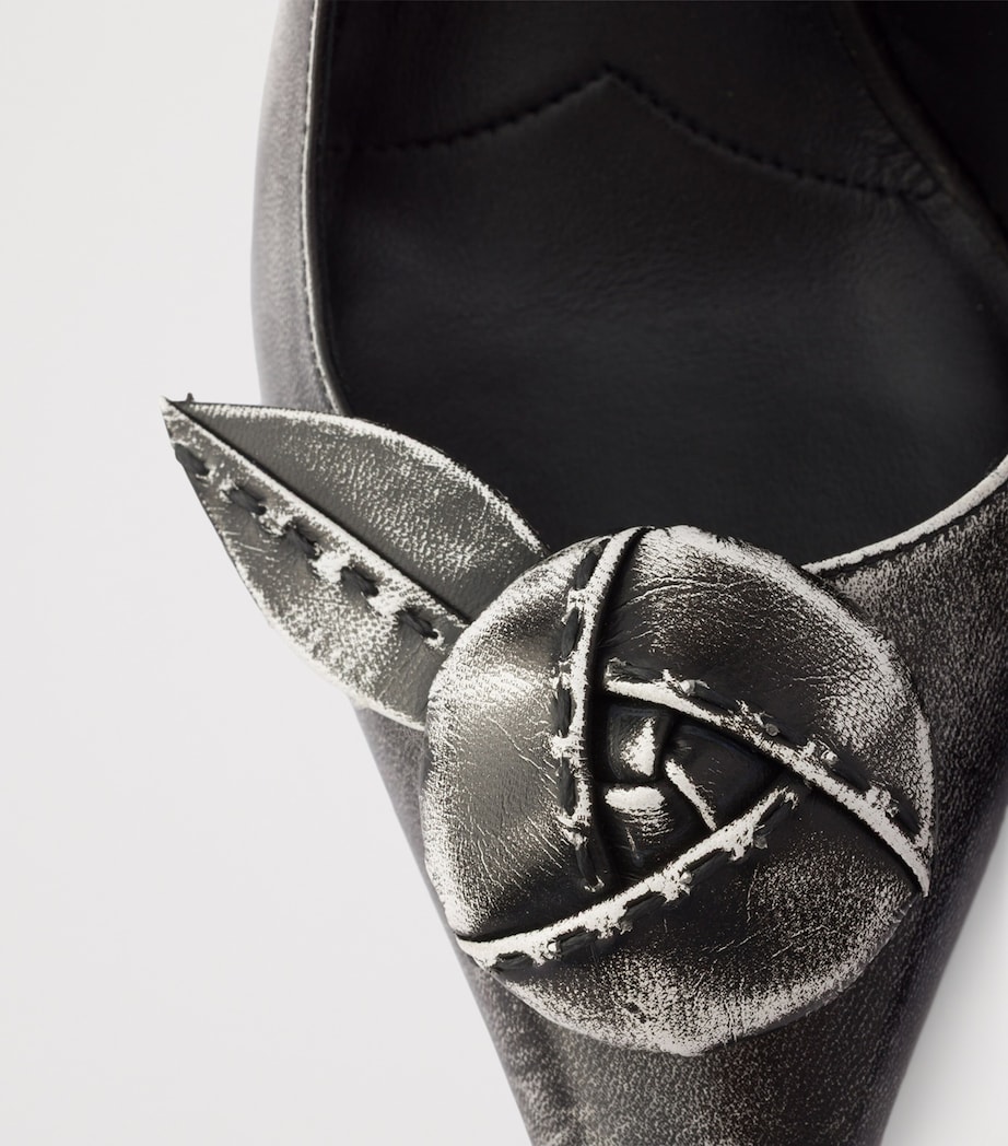 Prada Leather Bow-Detail Slingback Pumps 90 White Image 5