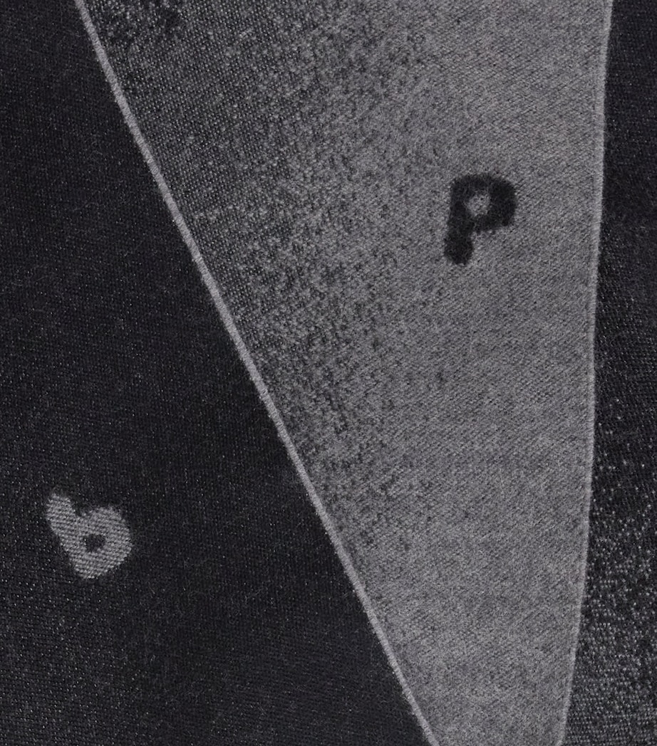 Merino Wool Jacquard Scarf 79_BLACK Image 4