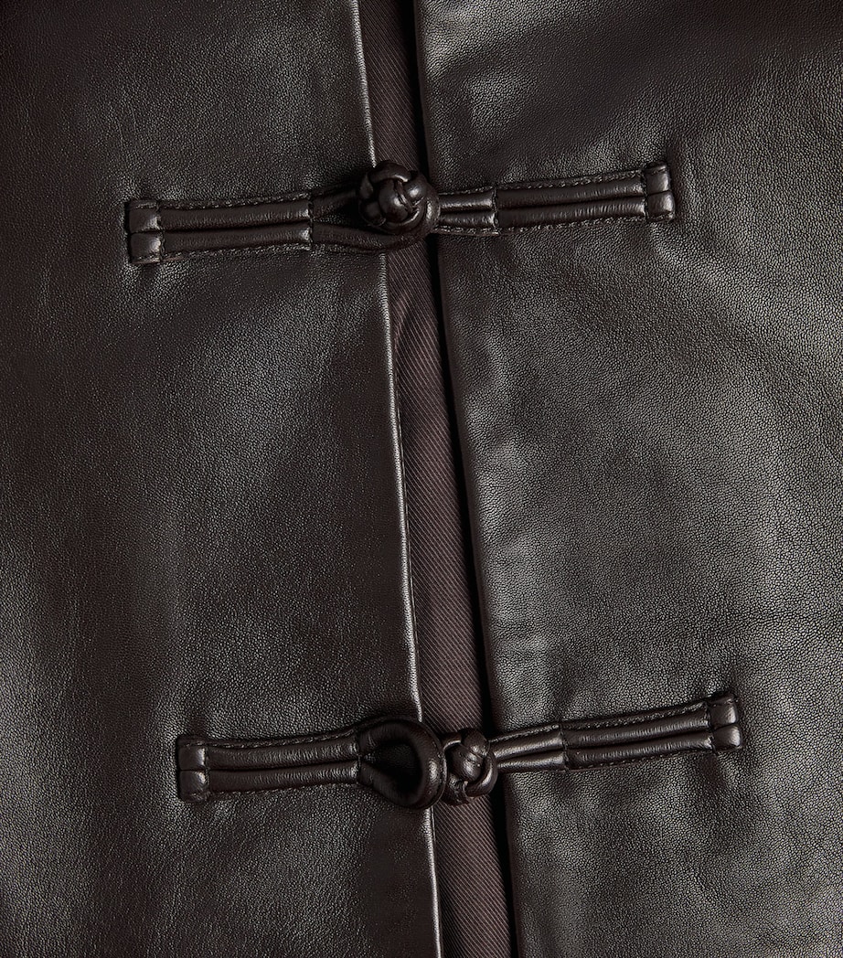 Mandarin Leather Jacket MAHOGANY-244 Image 5