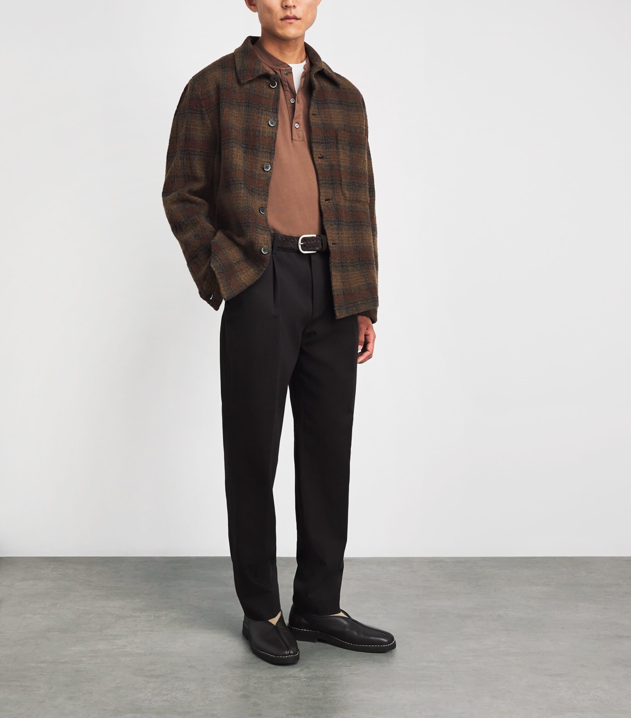 Barena Mens Wool Check Cedrone Overshirt Uni Unico Image 2