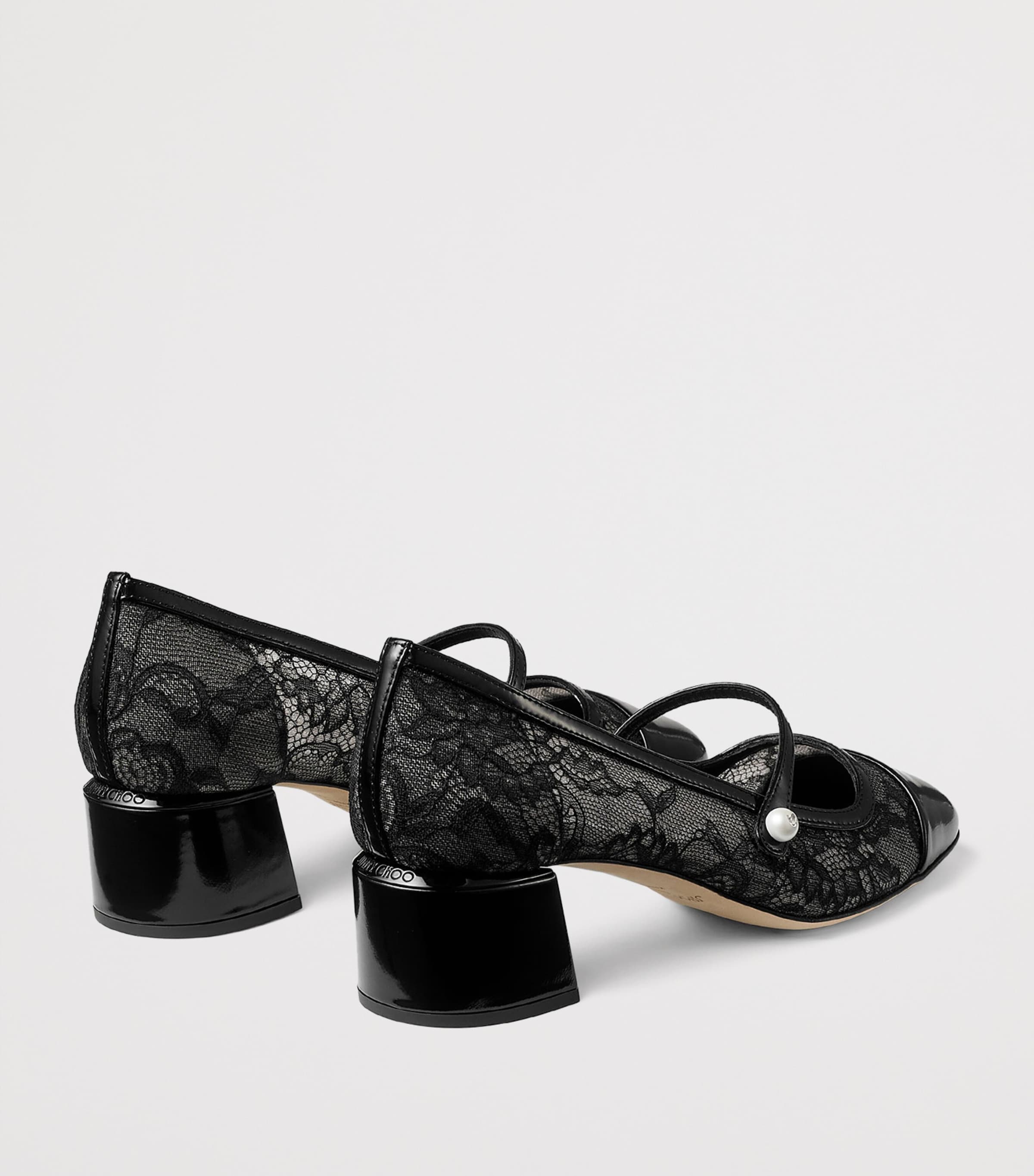 Elisa 45 Lace Mary Jane Pumps BLACK/BLACK Image 4