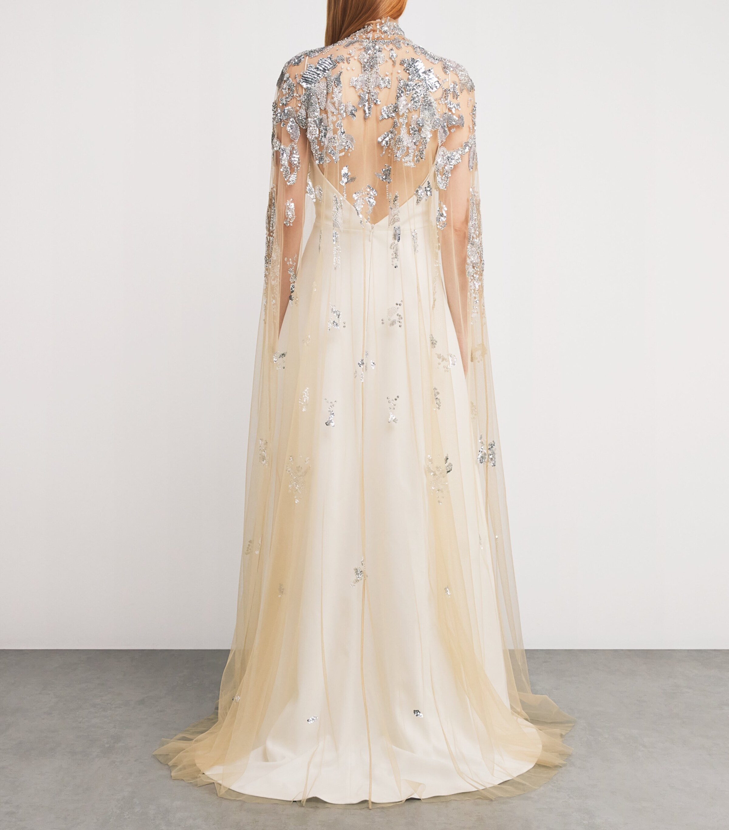 Zuhair Murad Womens Sequin-Embellished Cape Nogt / Slvr Image 3