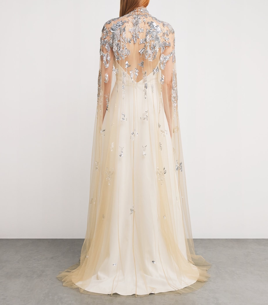 Zuhair Murad Womens Sequin-Embellished Cape Nogt / Slvr Image 3