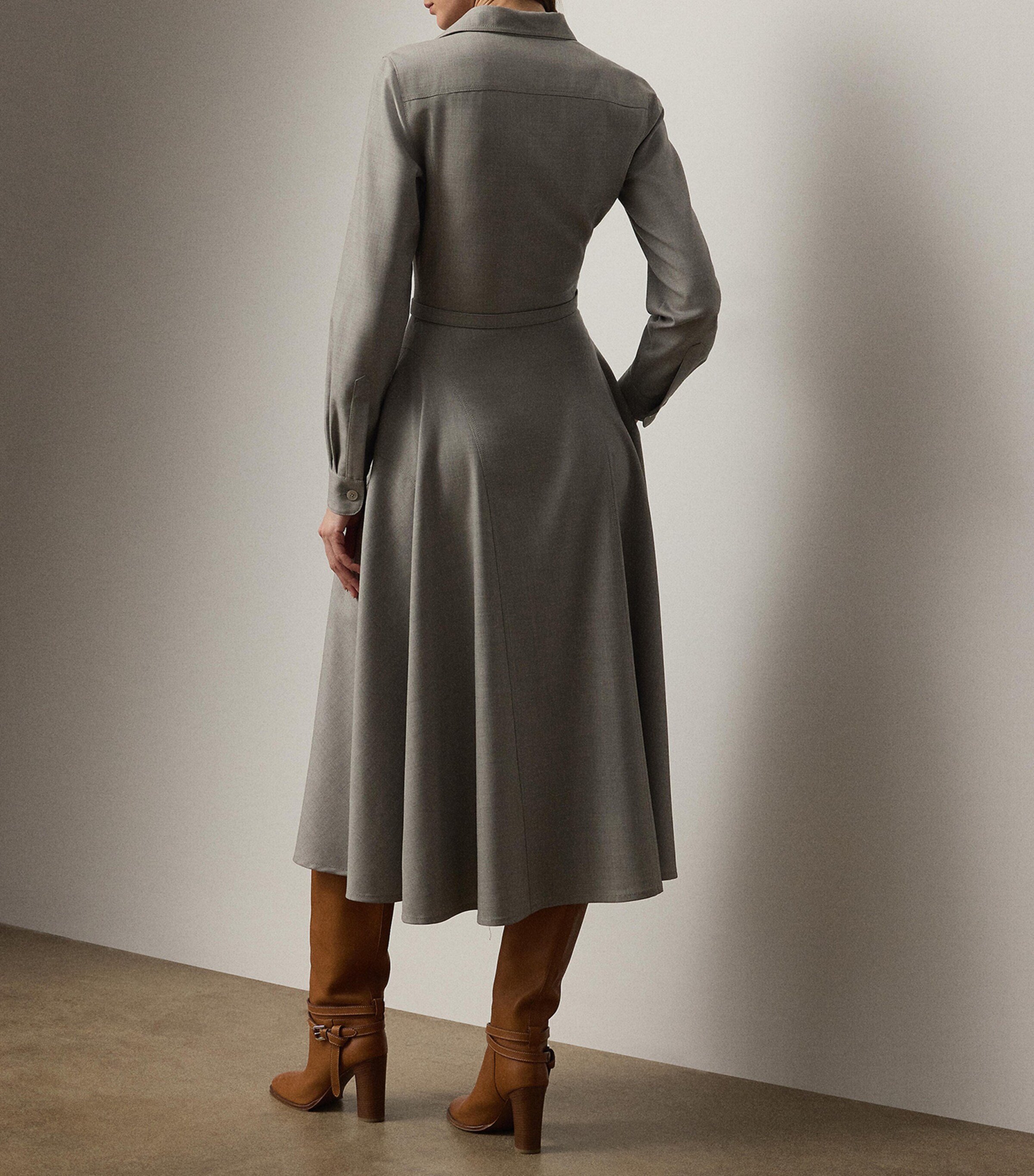 Wool Belted Safford Midi Dress PEARL GREY MELANGE Image 3