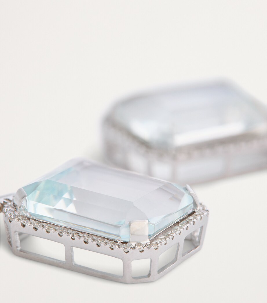 White Gold, Diamond and Topaz Boho Earrings WHITE GOLD Image 6