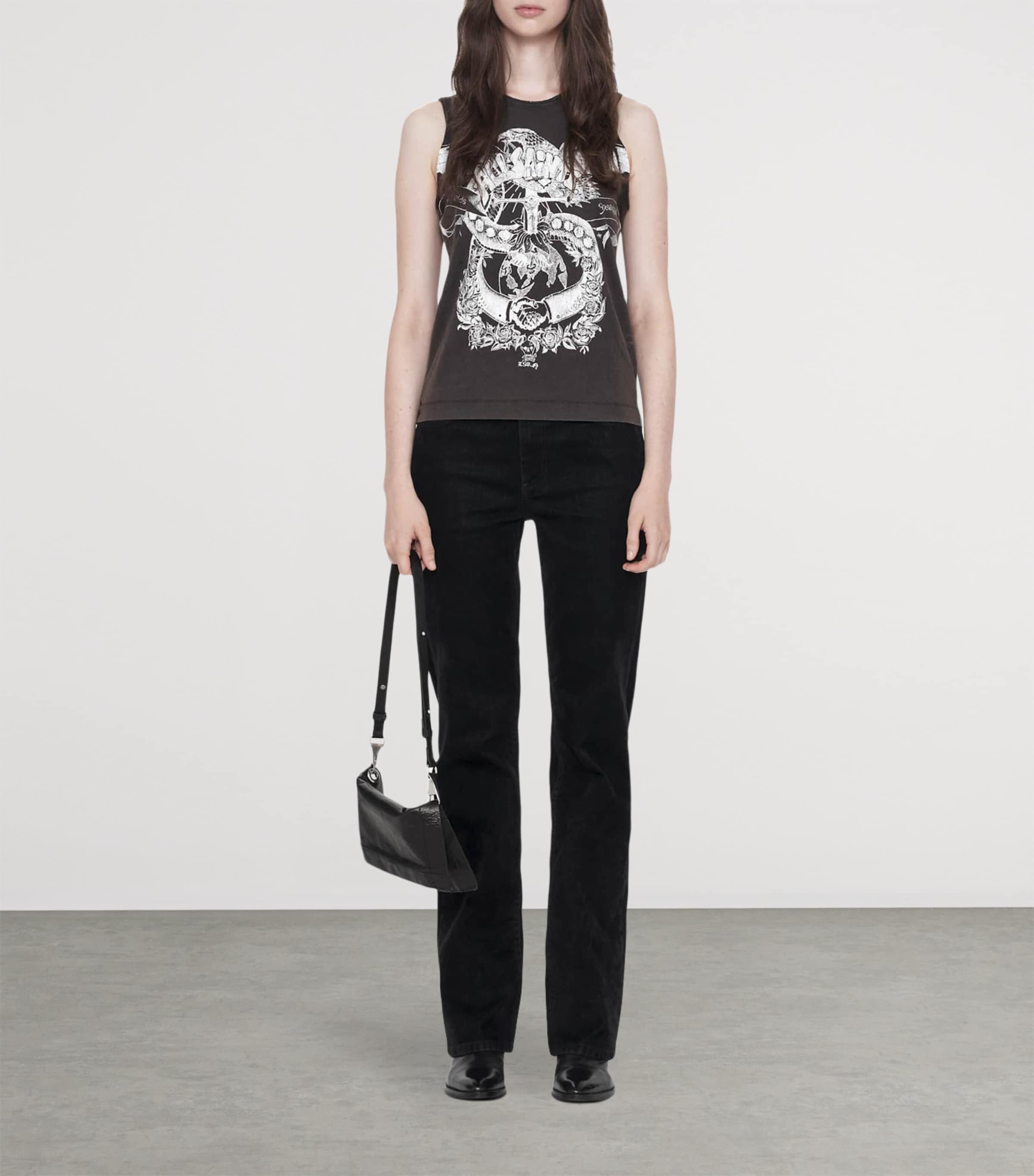 AllSaints Womens Organic Cotton Jenny Tank Top Washed Black Image 2