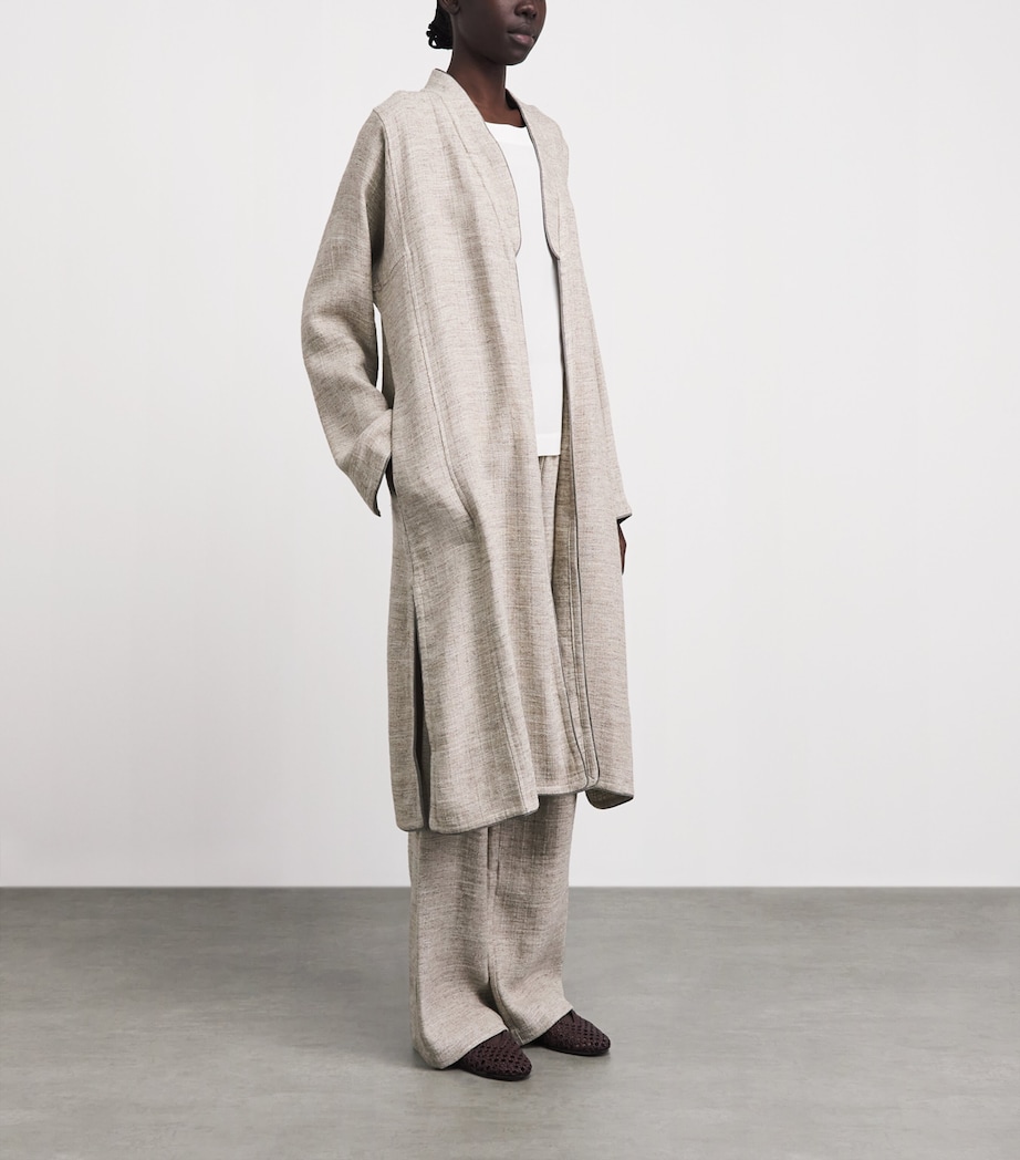 Eskandar Womens Linen-Blend Bakhtiari Cardigan Natural Image 4