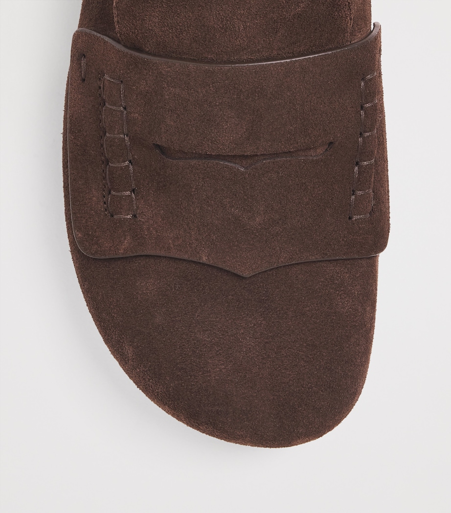 Suede Mule Loafers 880-DARK BROWN Image 5