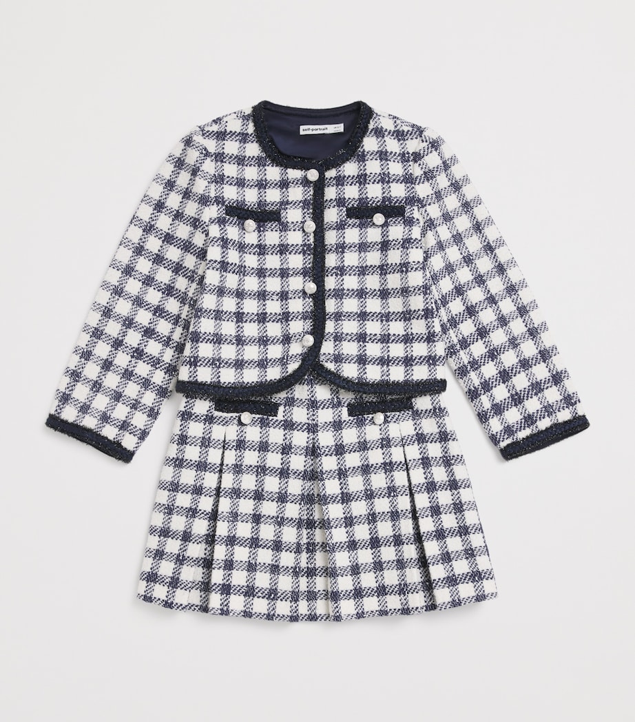 Self-Portrait Kids Check Bouclé Jacket (3-12 Years) Navy Image 3