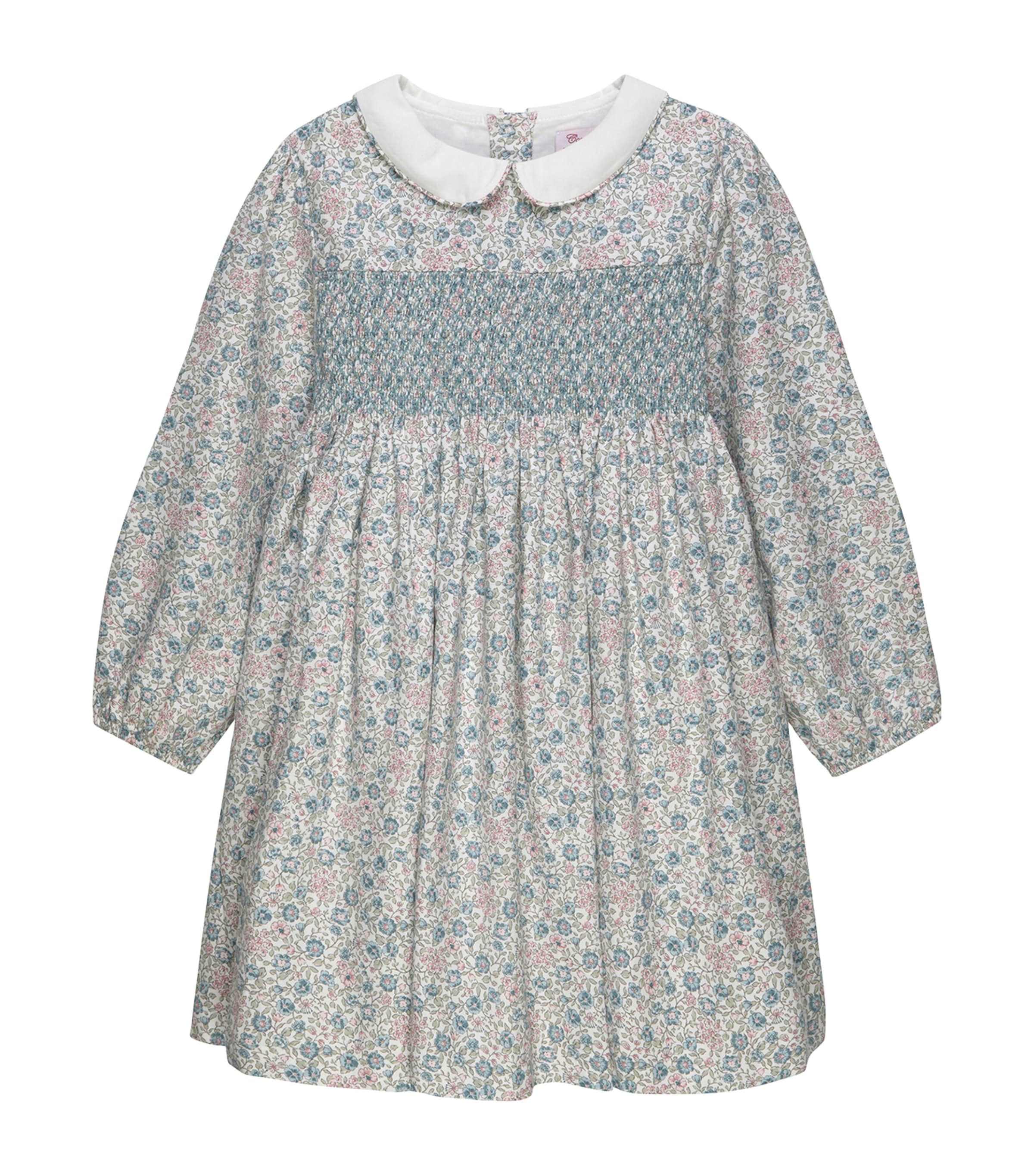 Trotters Cotton Floral Lina Dress (2-5 Years) Blue Image 1
