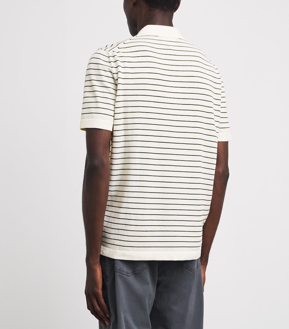 A.P.C. Mens Cotton Stripe Tristan Polo Shirt Ecru/kaki Image 5