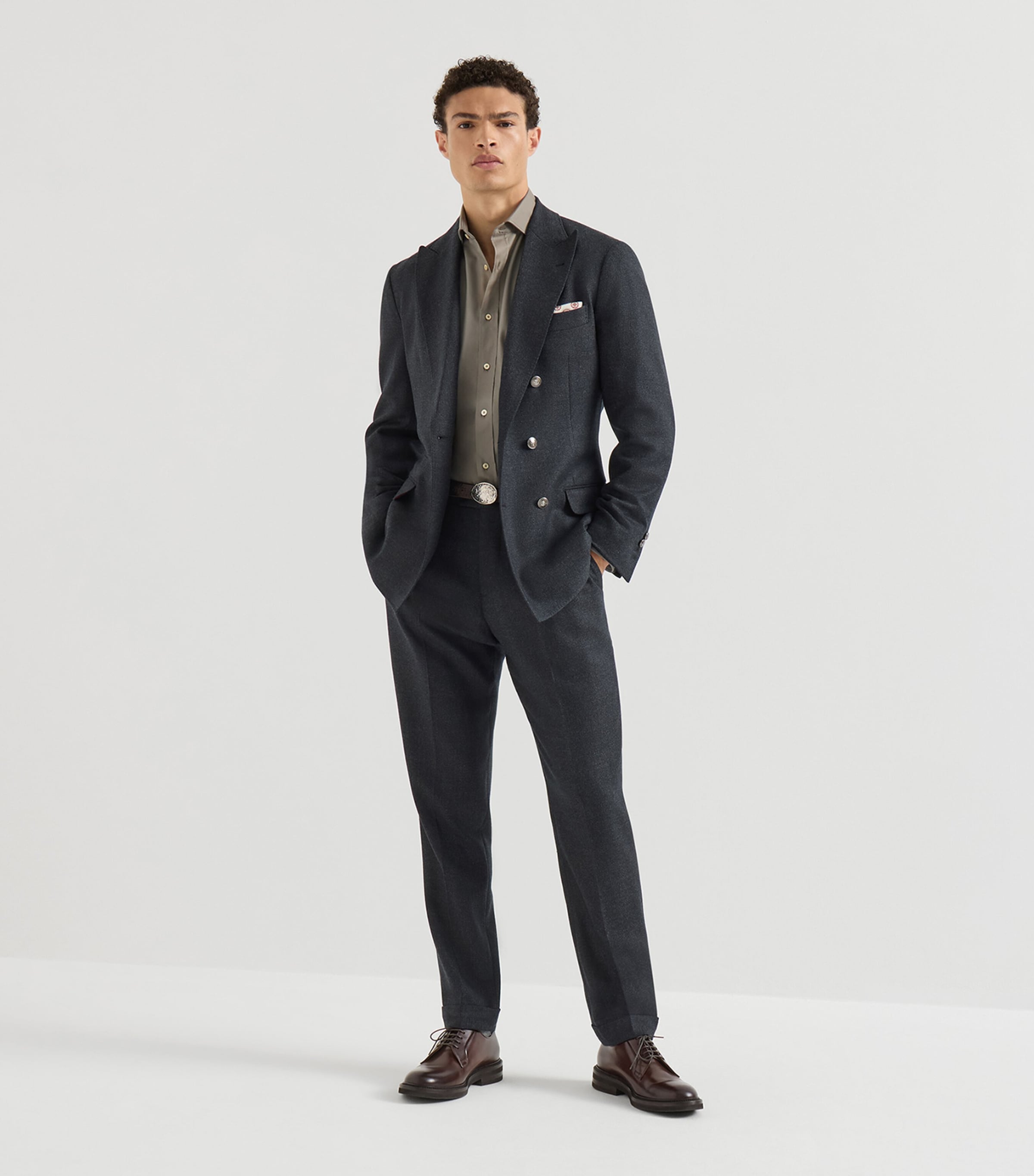 Brunello Cucinelli Mens Cotton Twill Garment-Dyed Shirt Image 2