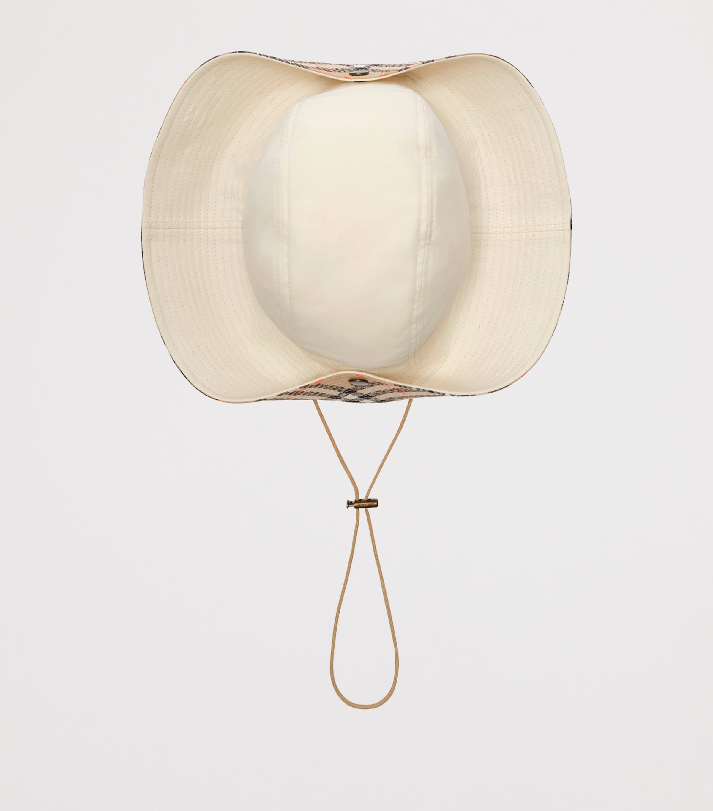 Burberry Cotton Gabardine Tropical Check-Brim Hat Tundra Image 2