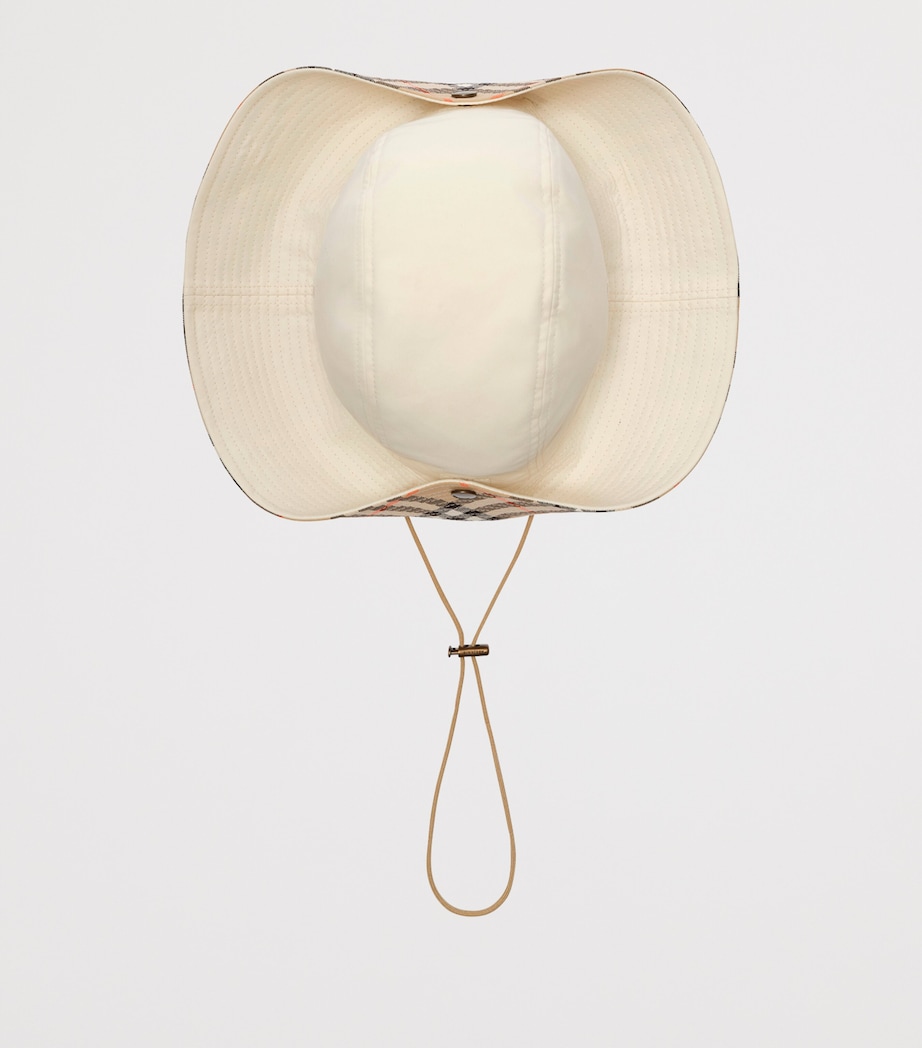 Burberry Cotton Gabardine Tropical Check-Brim Hat Tundra Image 2