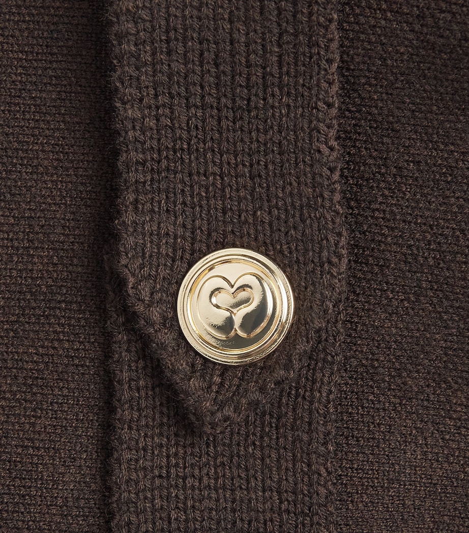 Maje Womens Cape-Effect Cardigan Dark Brown Image 6