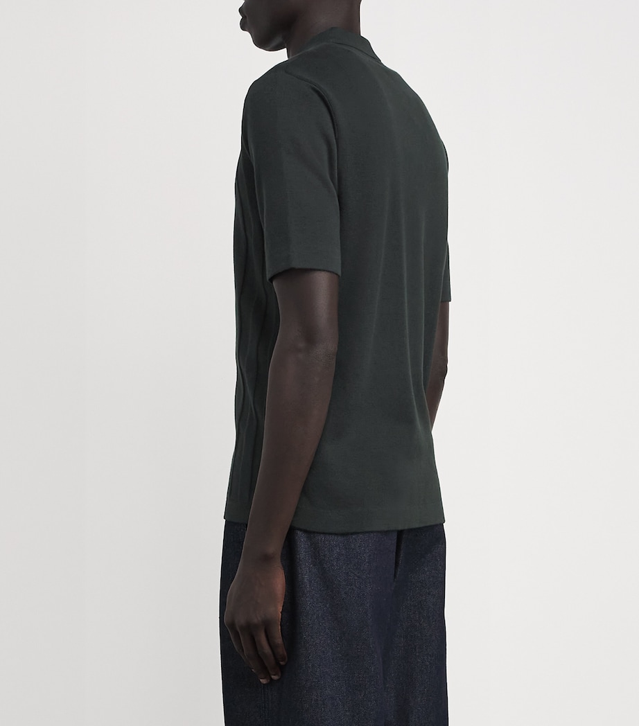 Fred Perry Mens Cotton Knitted Polo Shirt Grn Image 4