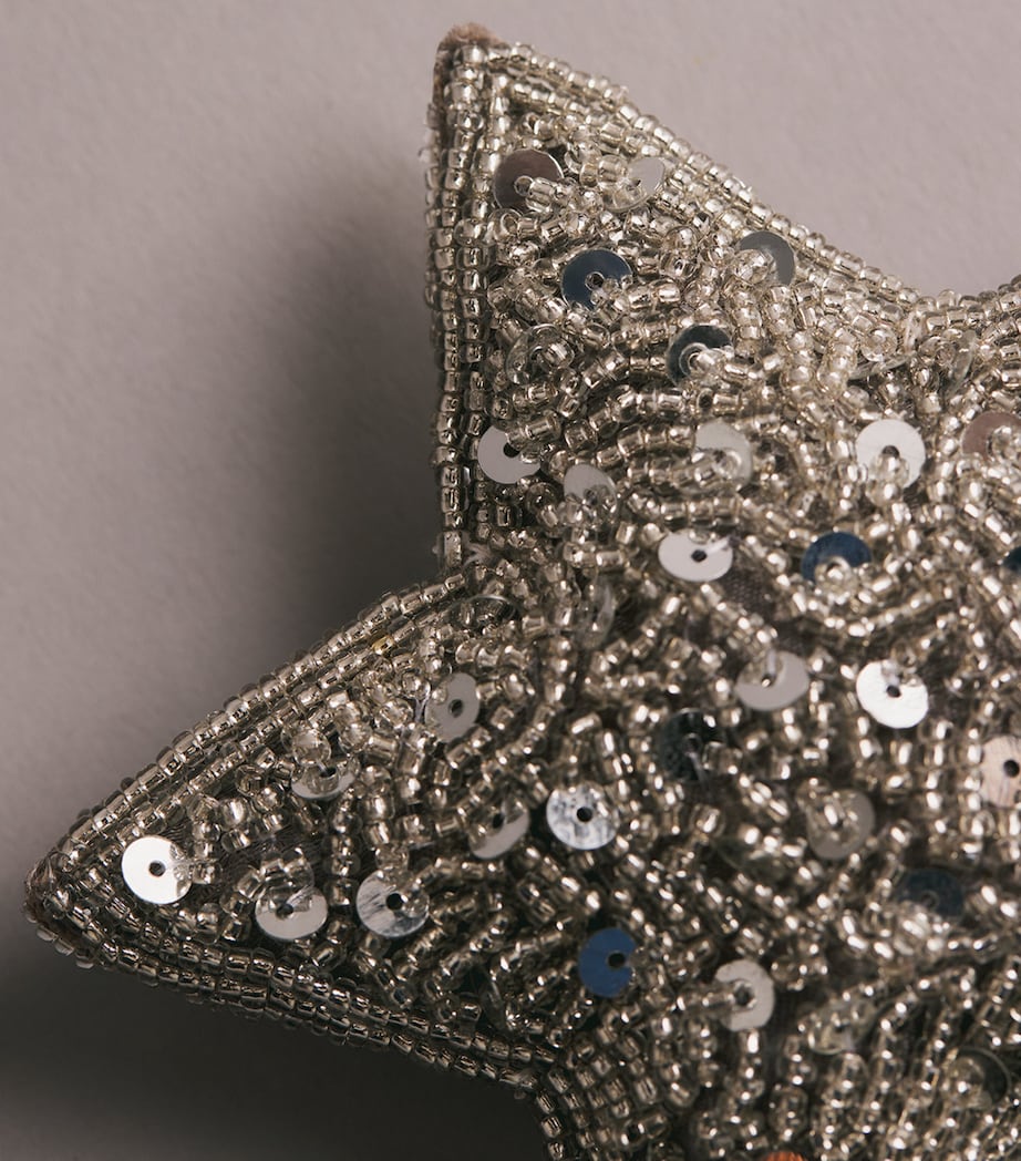 Harrods Beaded Star Tree Decoration Silver Image 2