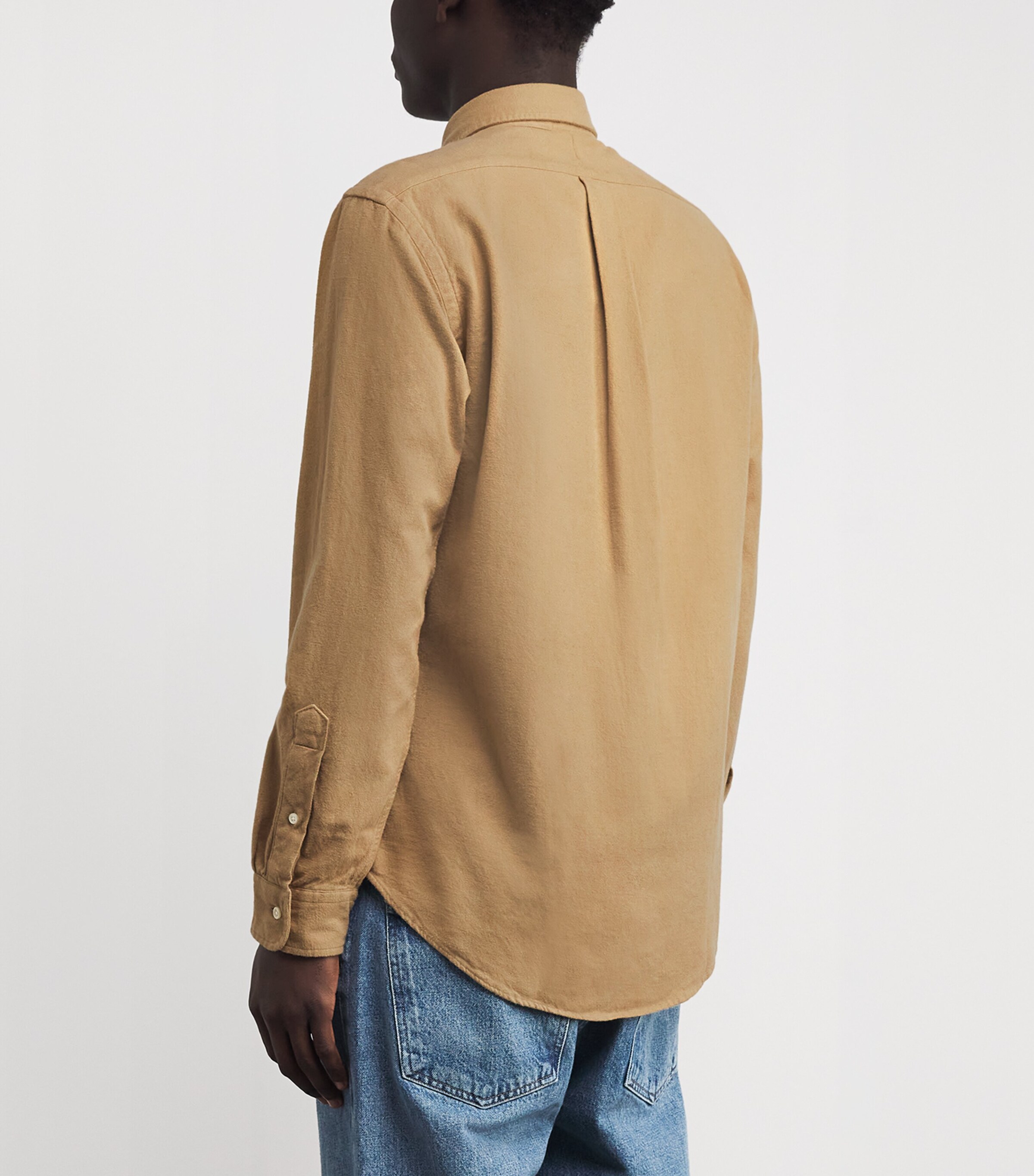 Polo Ralph Lauren Mens Flannel Polo Pony Shirt Beige/khaki Image 4