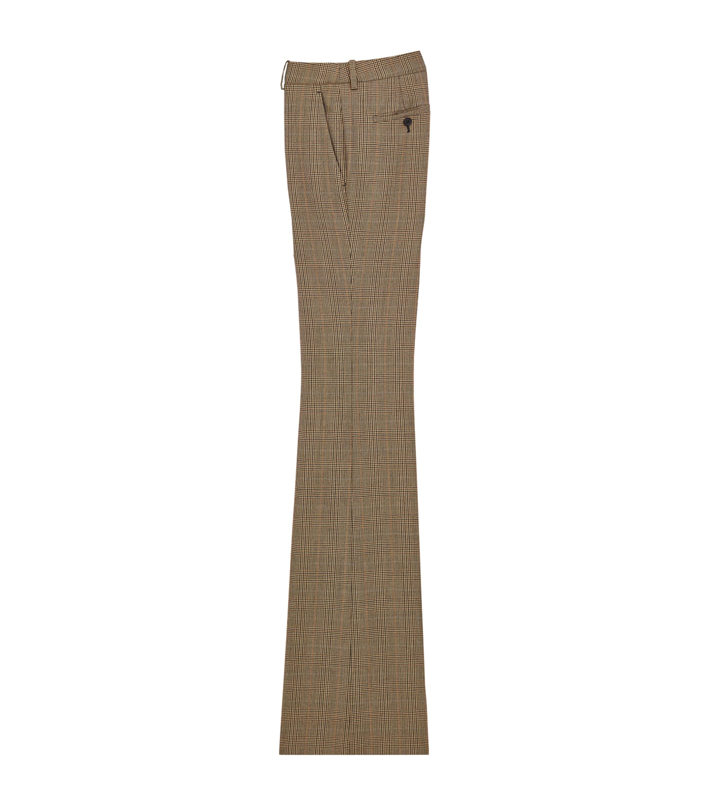 Saint Laurent Womens Wool Check Flared Trousers Image 2