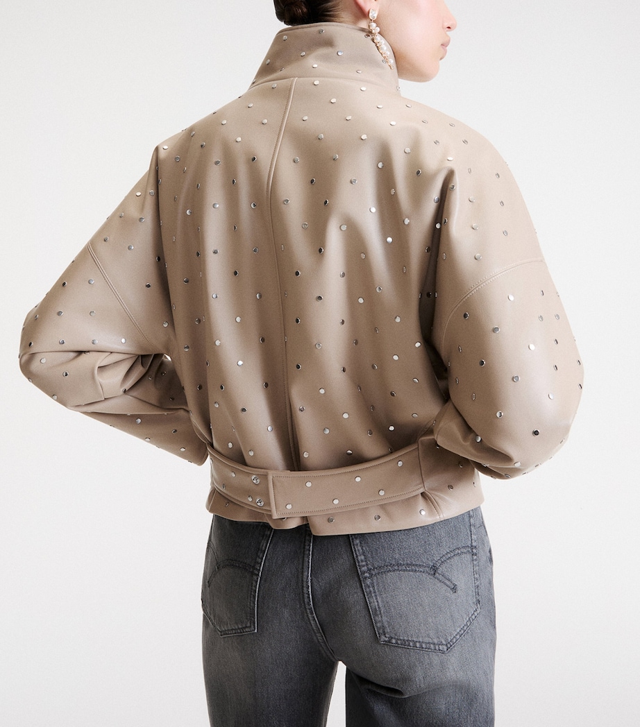 Marella Womens Faux Leather Studded Jacket Turtledove Image 3