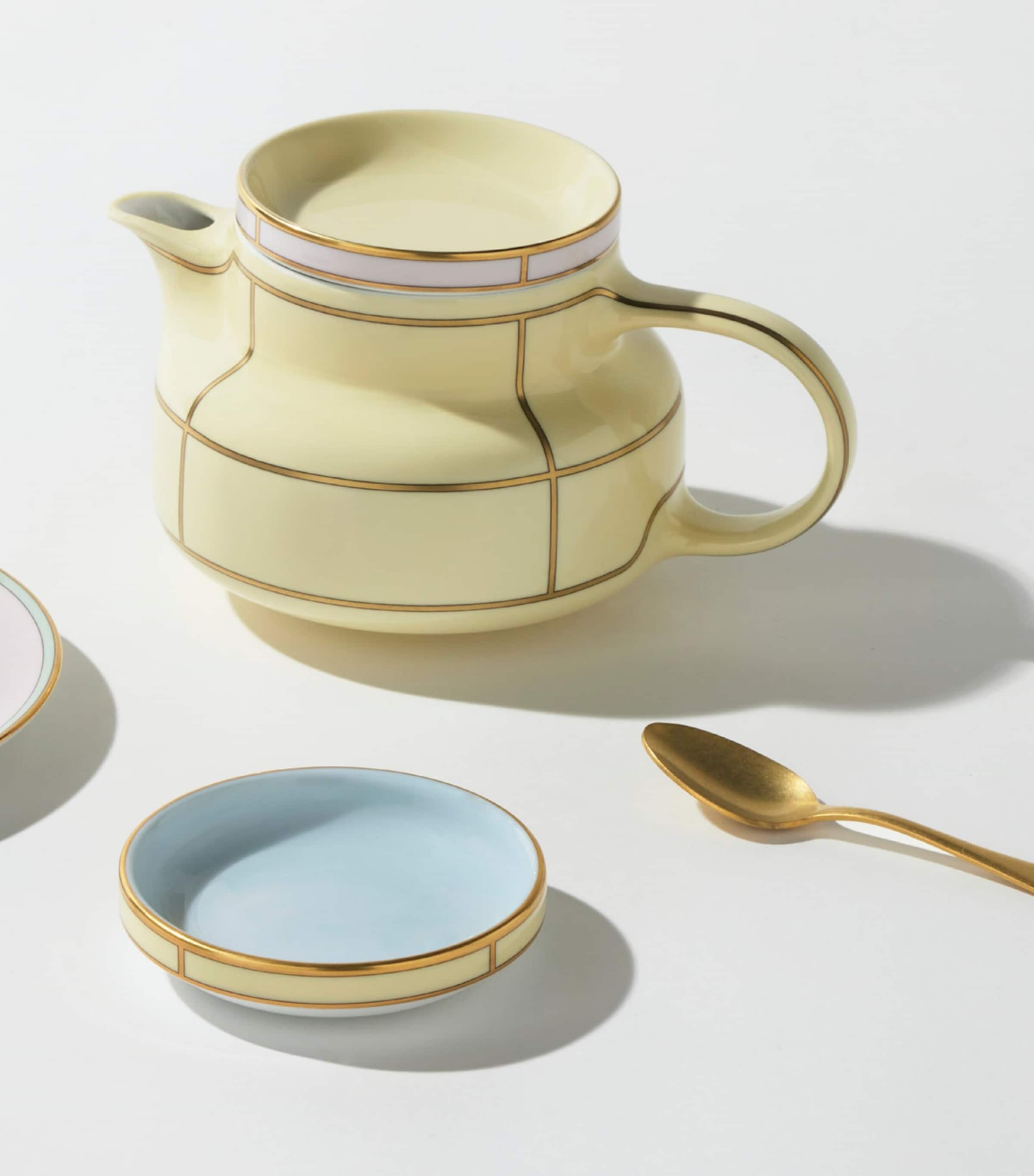 GINORI 1735 Porcelain Colonna Diva Celeste Butter Dish (10cm) Image 2