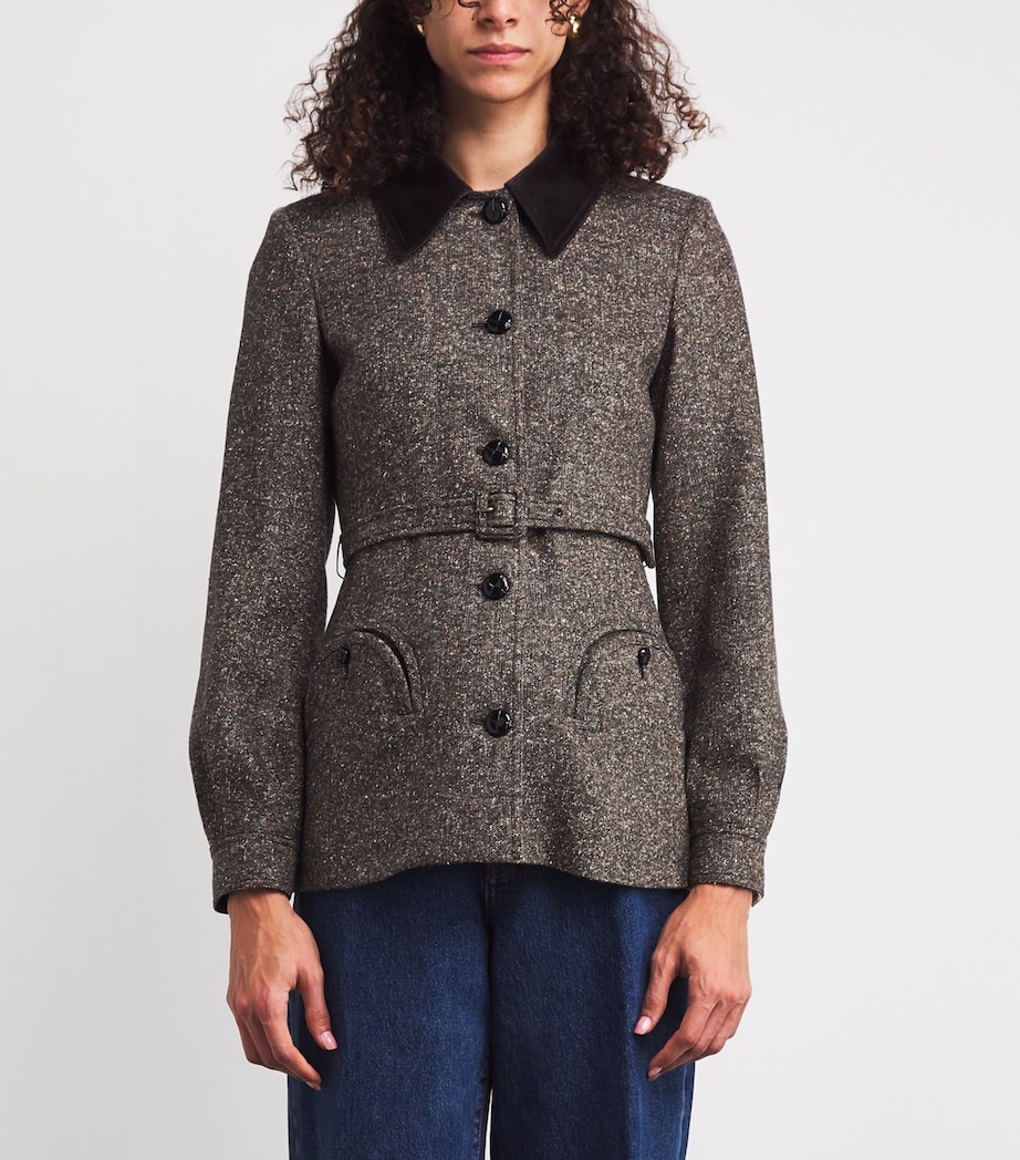 Velvet-Trim Sarrisa Blazer MW02 BROWN Image 3