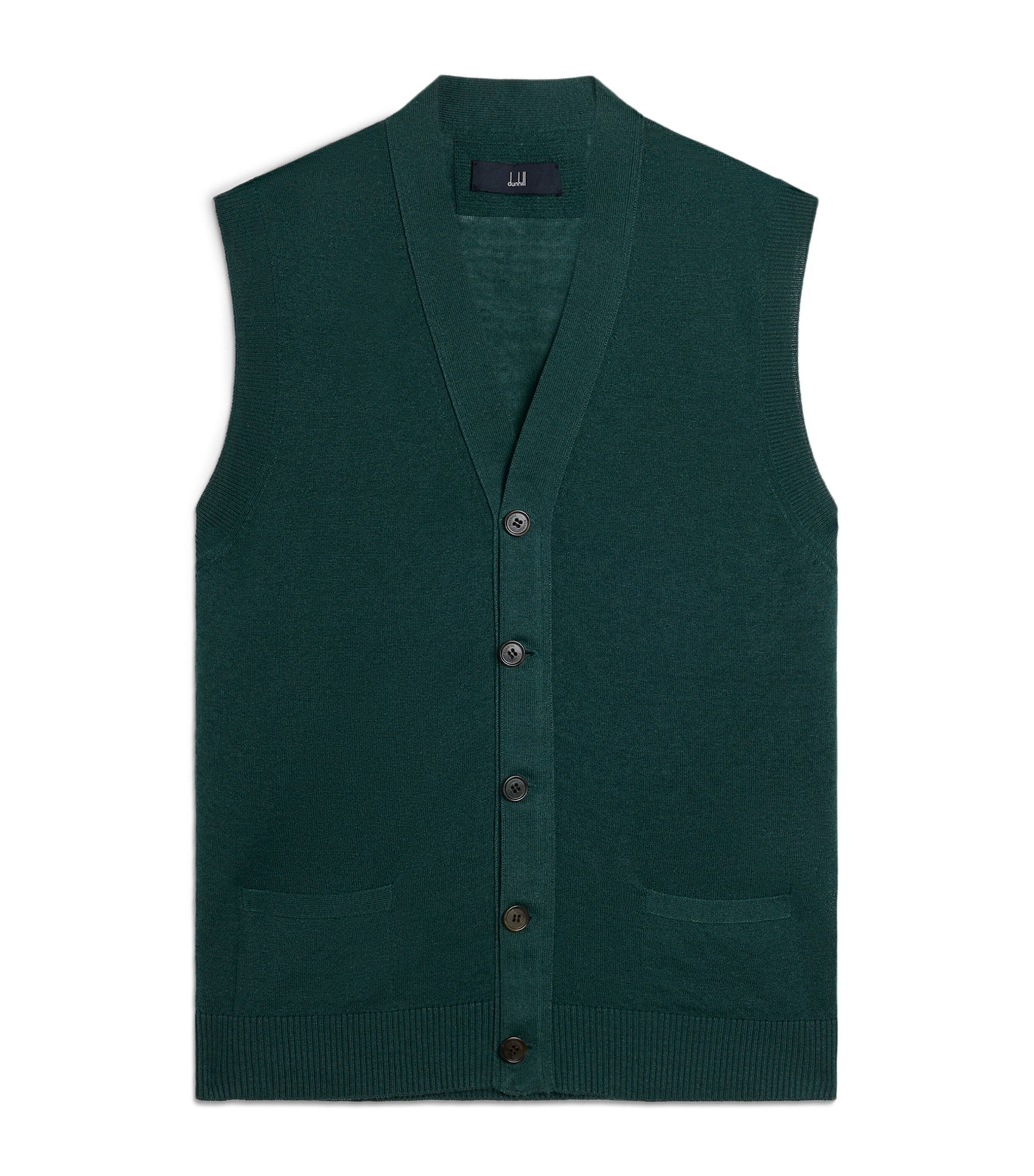 Dunhill Mens Linen-Cashmere Sweater Vest Green Image 1