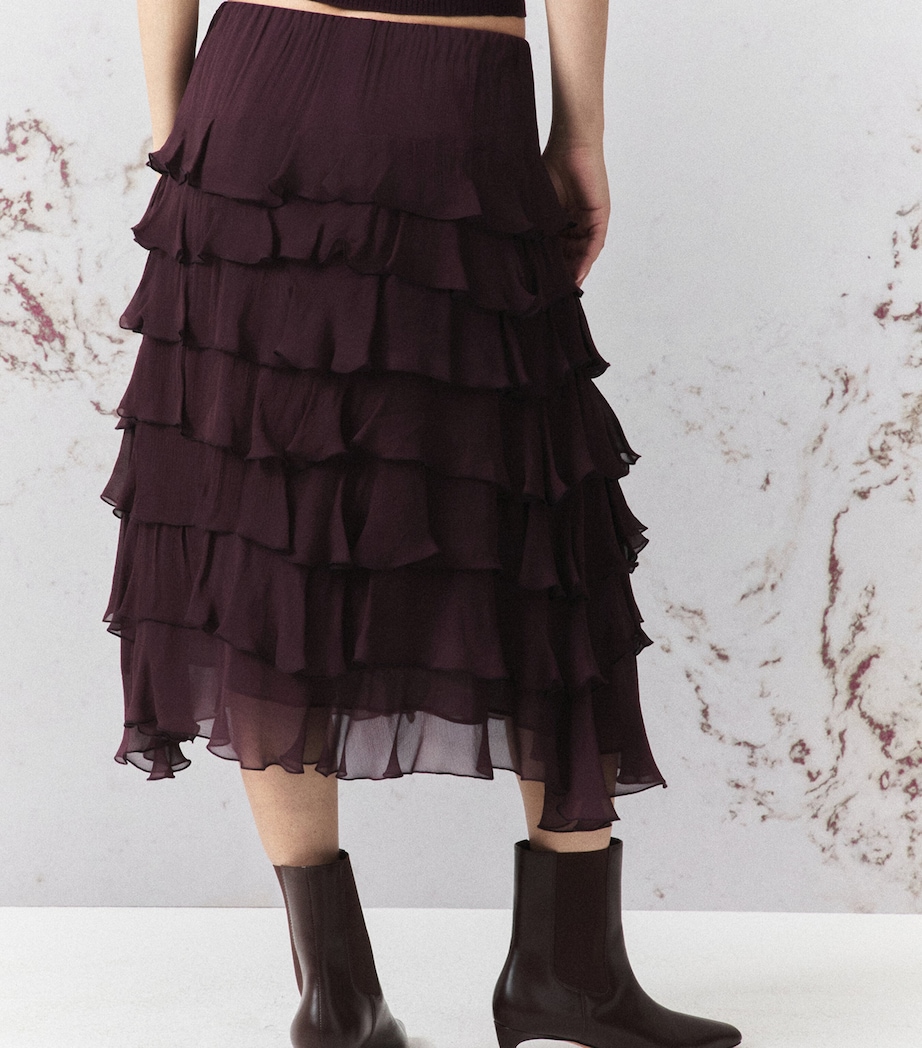 Marella Womens Ruffled Midi Skirt Blackberry Image 3