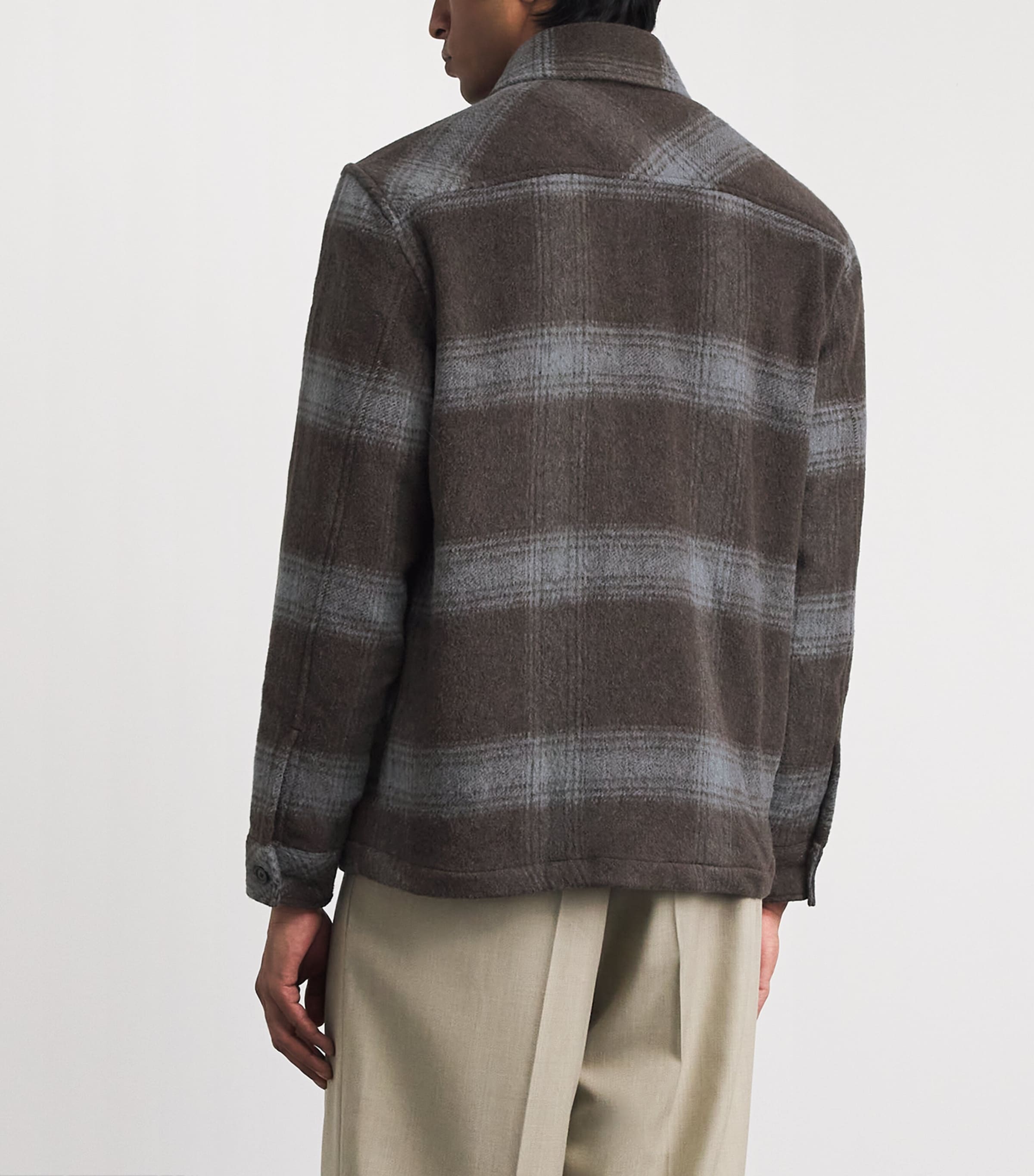 SAMSOE SAMSOE Mens Melange Flannel Overshirt Brown Melange Ch. Image 5