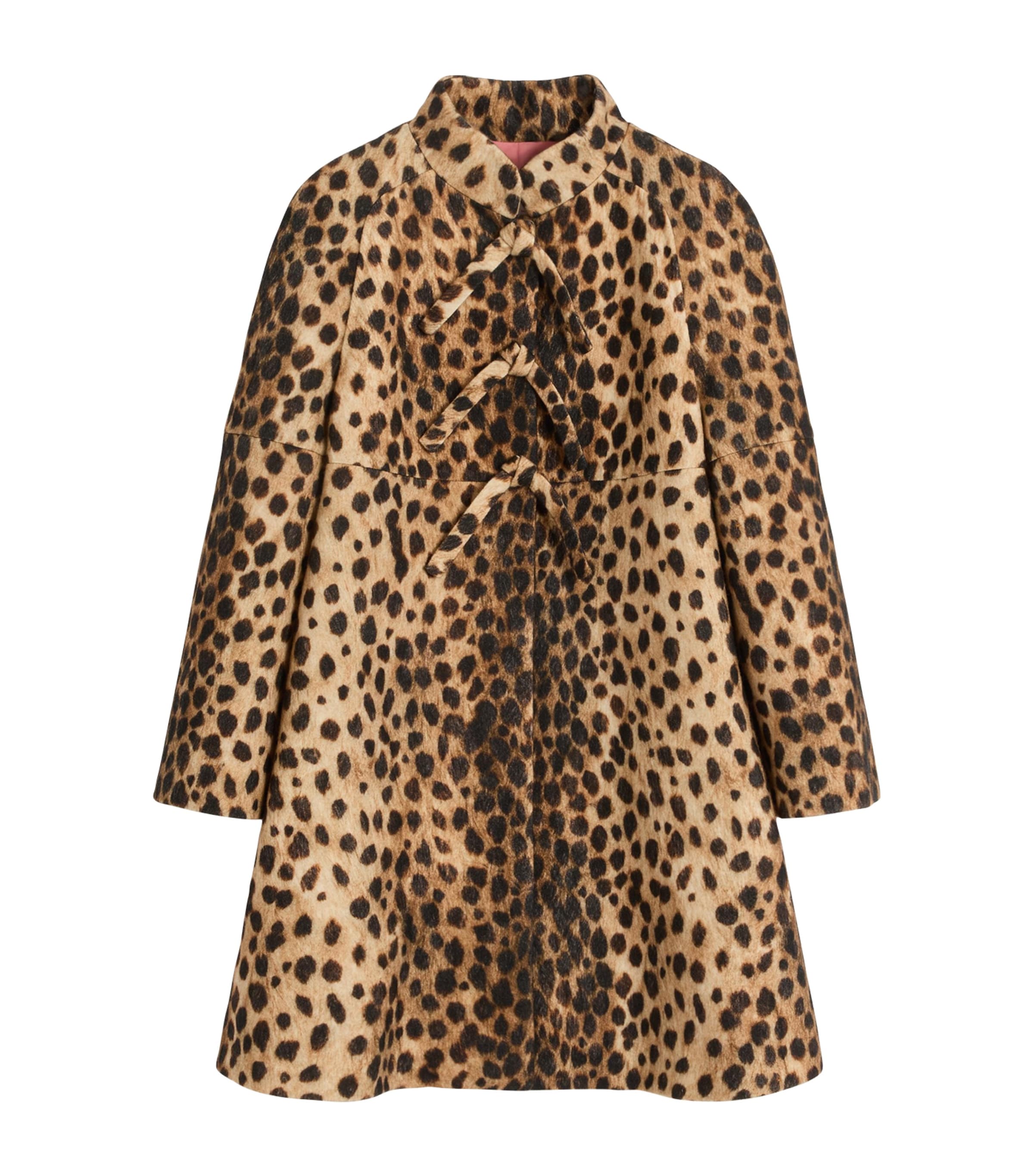 Valentino Mantel Aus Wollstoff Mit Jaguar-punktendruck Frau Animalier 44 In Beige
