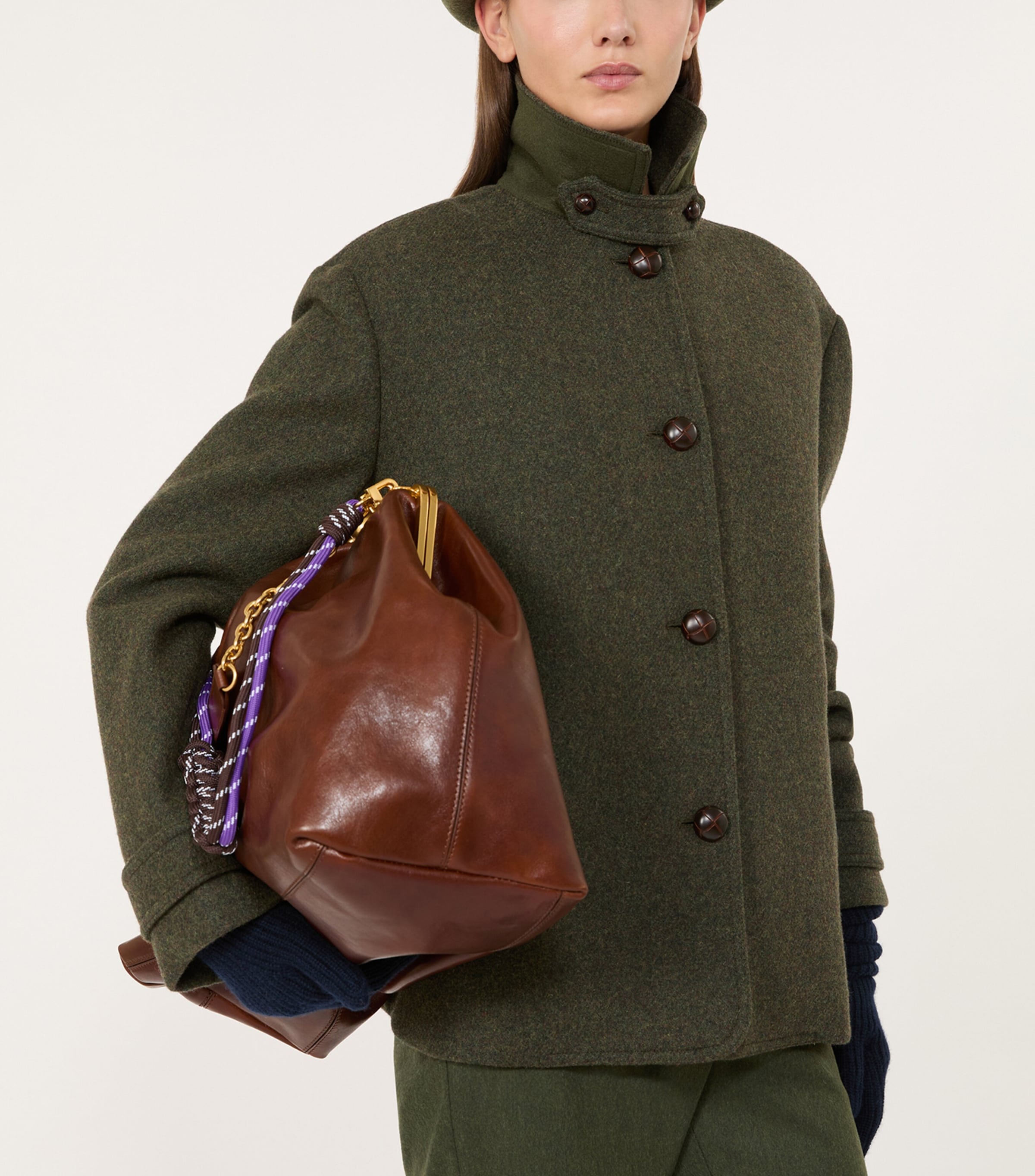 Weekend Max Mara Womens Virgin Wool-Blend Coat Sage Green Image 5