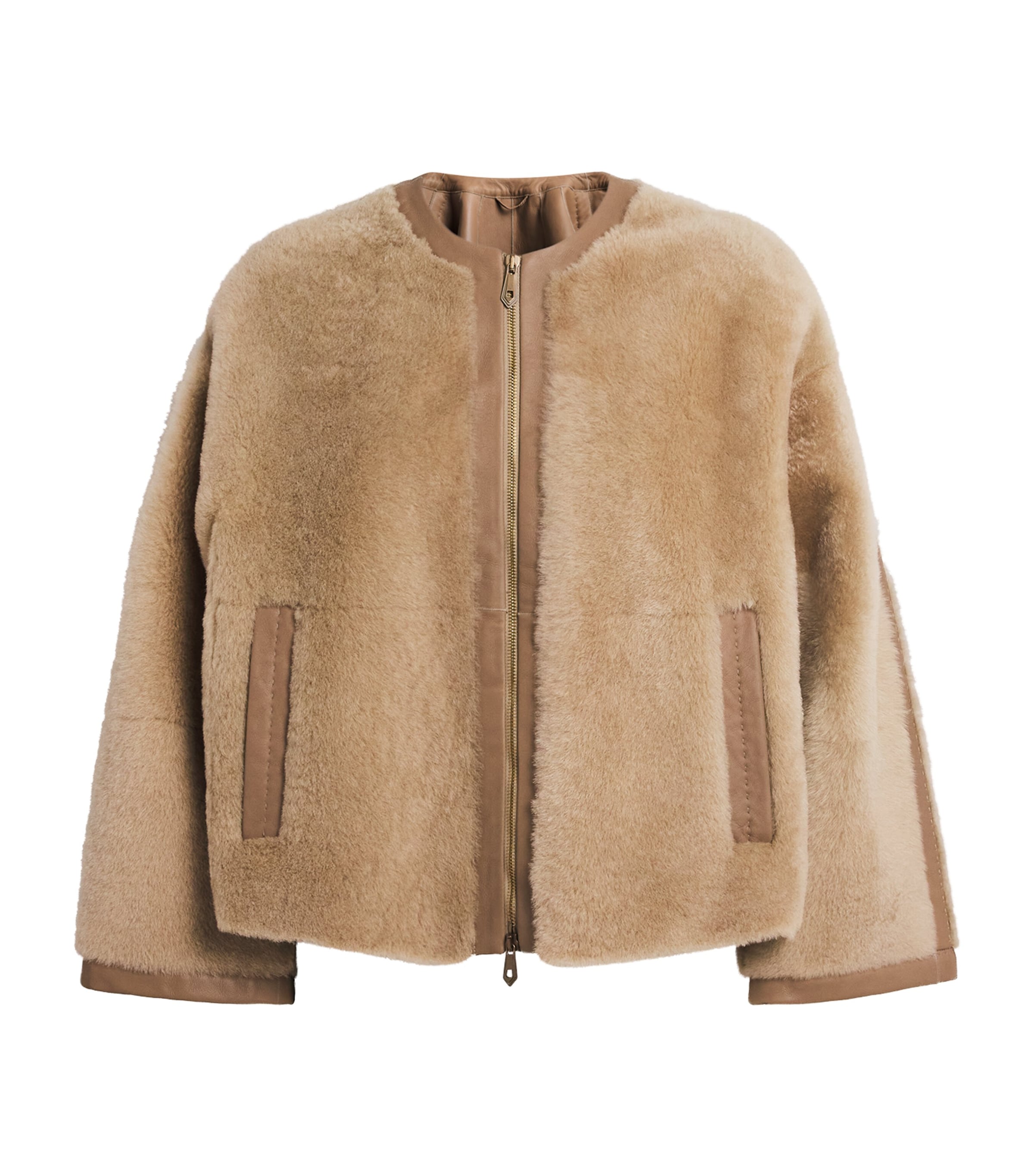 【新品】aere sheer tumbler jacket 36 ベージュ Max Mara Beige Atelier Shearling Jacket | Harrods US