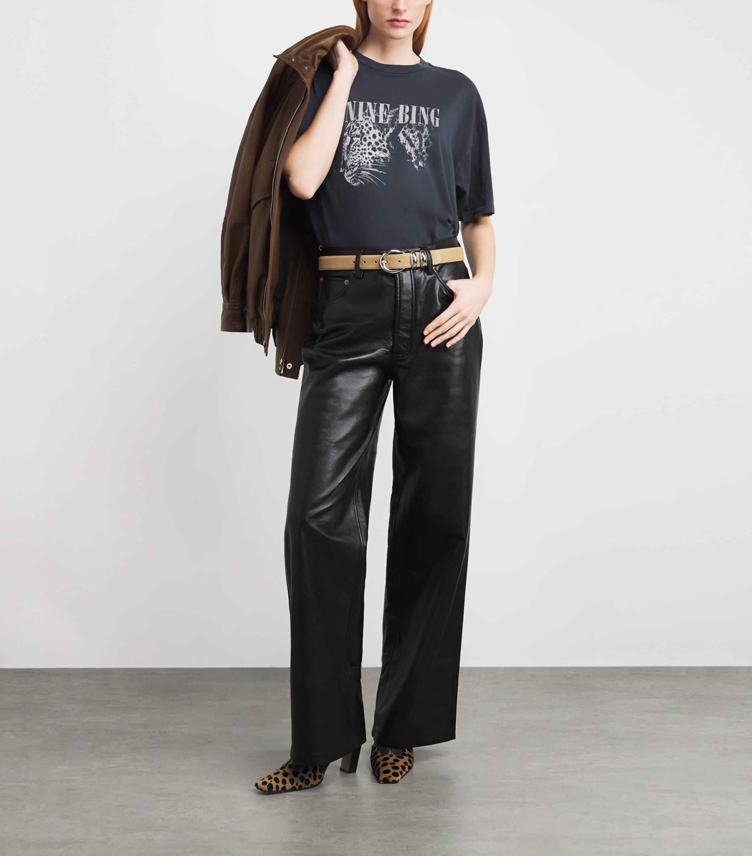Leather Manon Wide-Leg Trousers BLACK Image 2