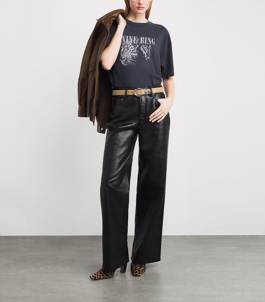 Leather Manon Wide-Leg Trousers BLACK Image 2
