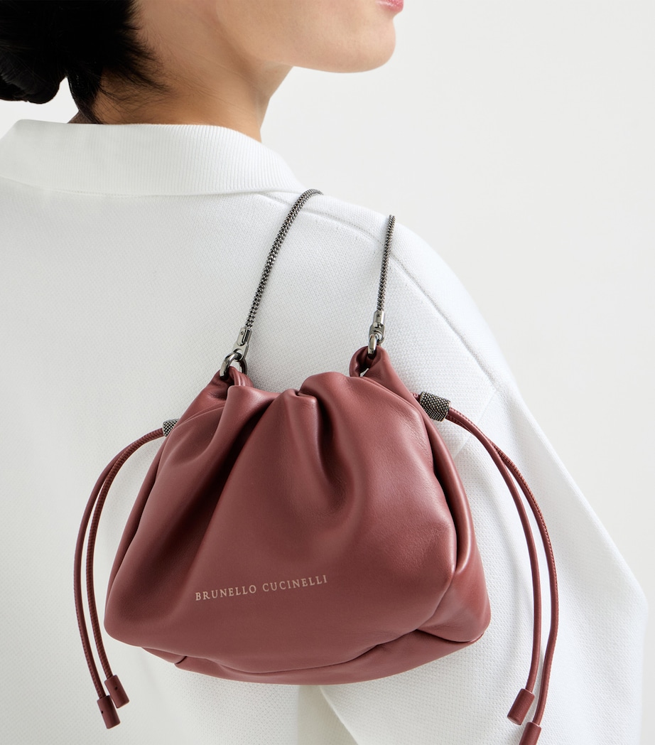 Brunello Cucinelli Mini Leather Mellow Bucket Bag Image 3