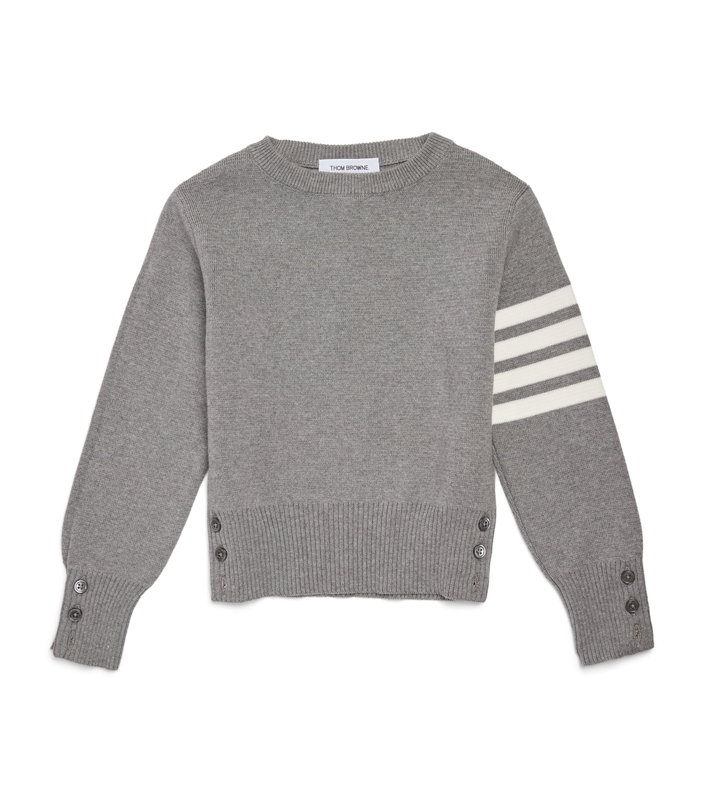 Thom Browne Kids' Milano-stitch 4-bar Sweater In Gray