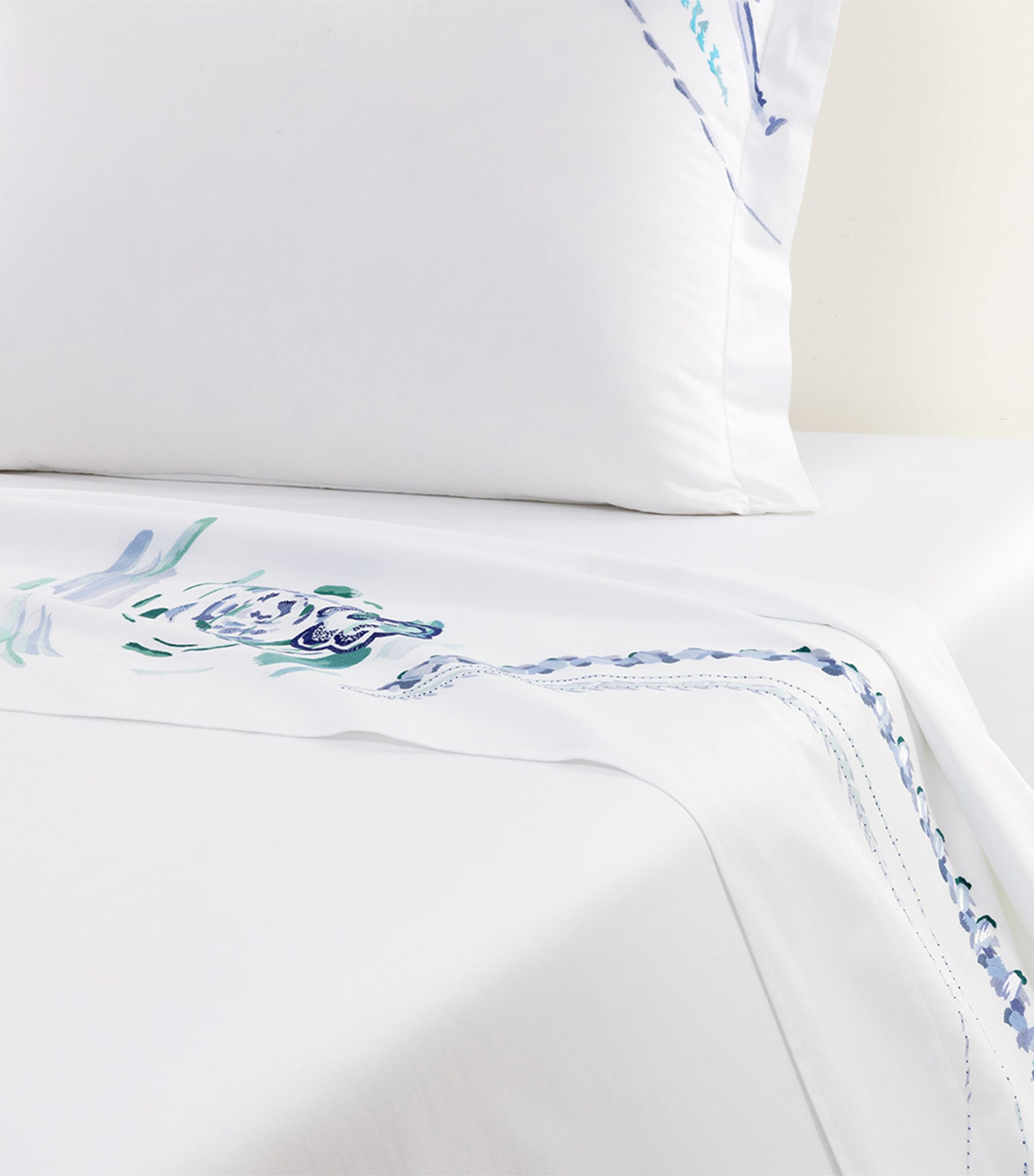 Yves Delorme Couture Pima Cotton Abysses Double Flat Sheet (240cm x 320cm) Image 2