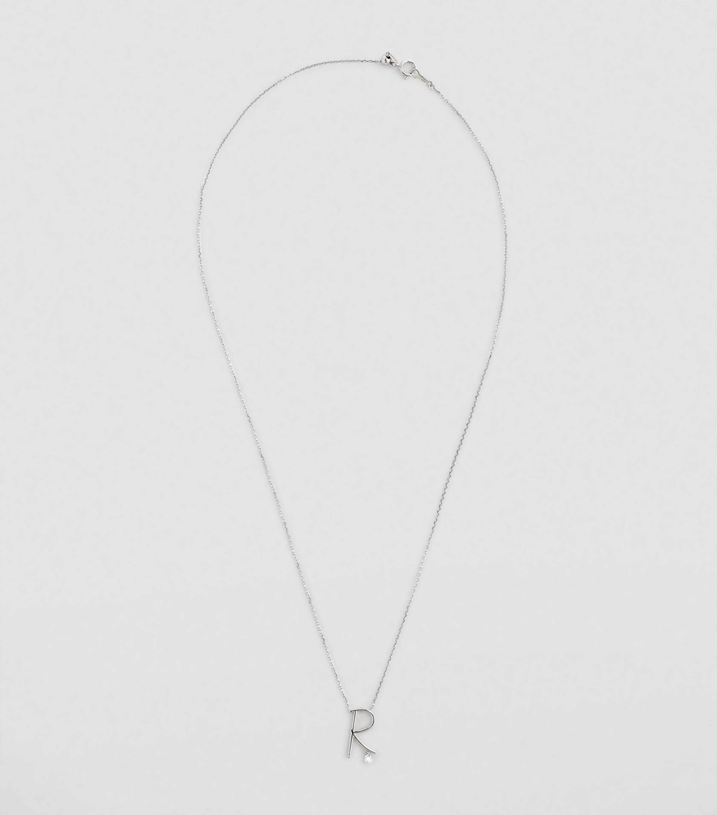 White Gold and Diamond Alphabet Necklace WHITE GOLD Image 2