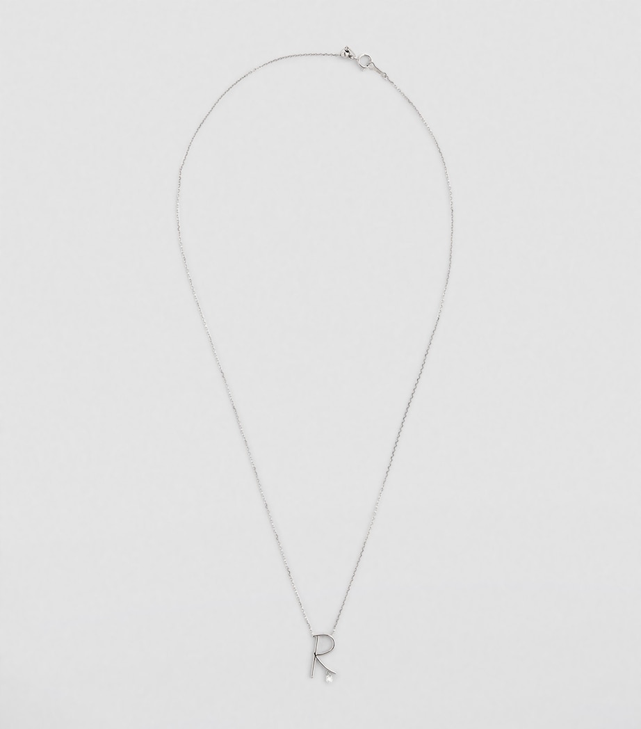 White Gold and Diamond Alphabet Necklace WHITE GOLD Image 2