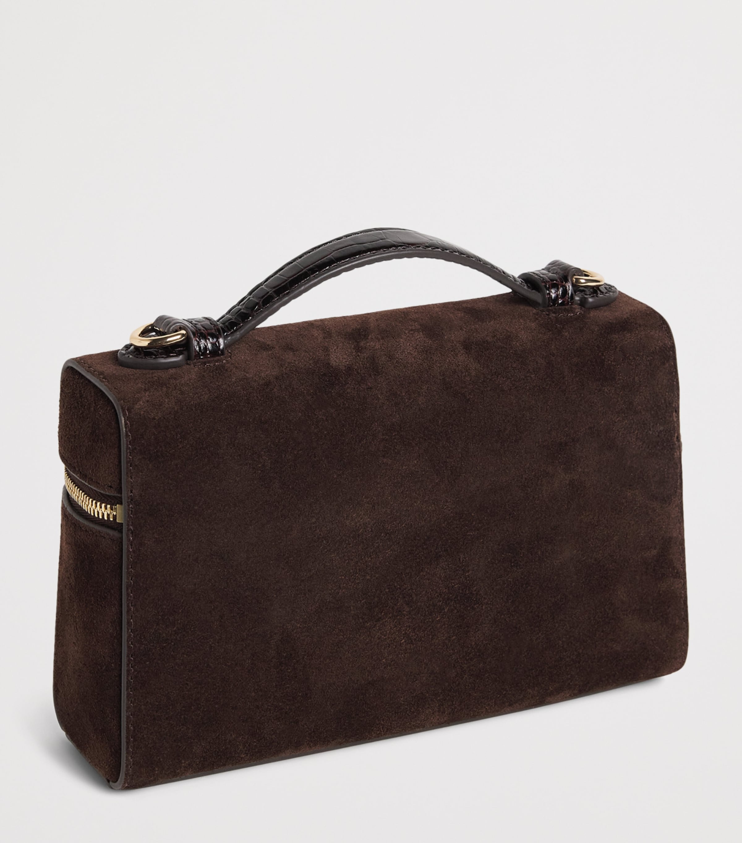 Tory Burch Suede Romy Clutch Bag Dark Cocoa Image 3