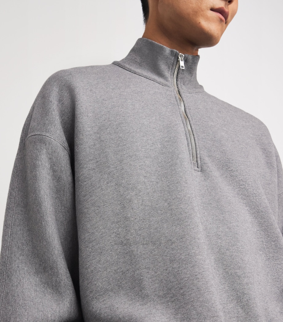 Cotton Quarter-Zip Idris Sweatshirt A1027-GRYHR Image 7