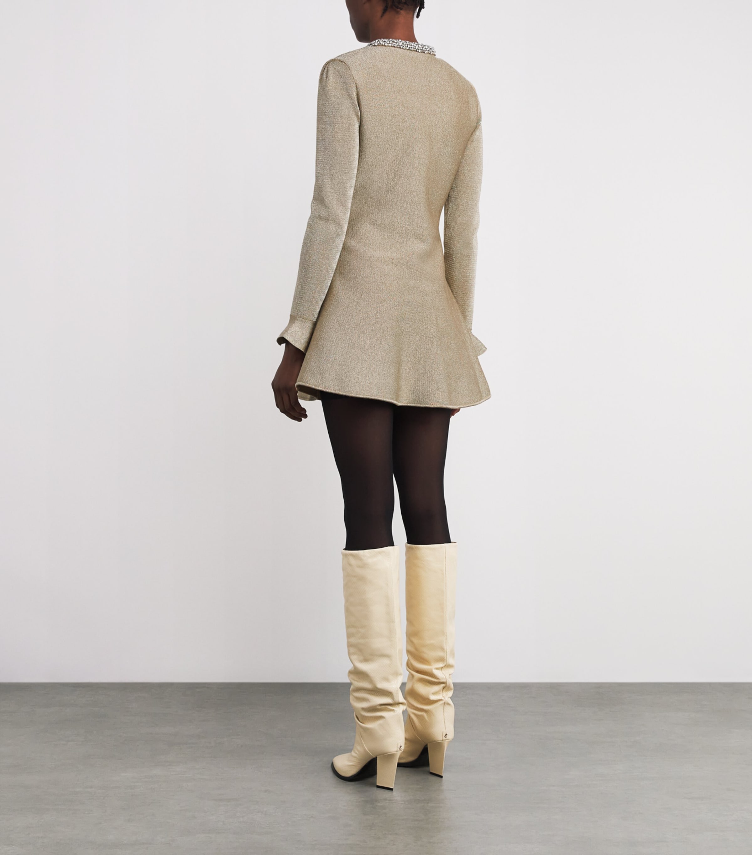 Metallic Knitted Mini Dress GOLD Image 3