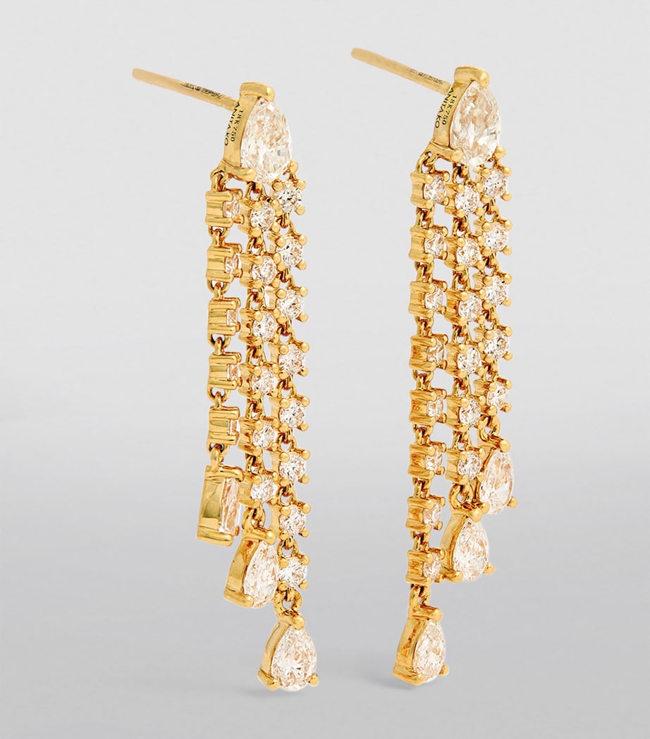 Yellow Gold and Diamond Pear Fringe Drop Earrings YELLOW GOLD Image 2