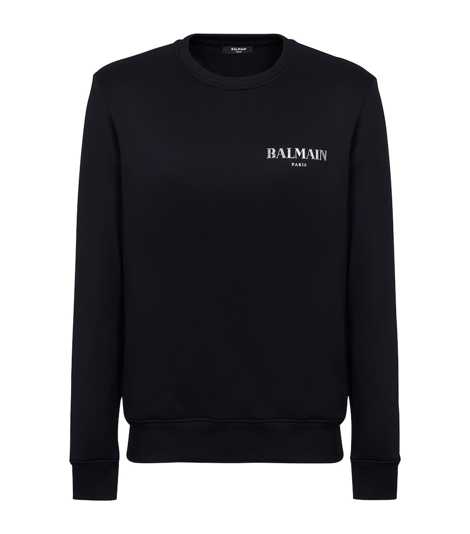 Balmain Mens Jersey Logo Sweatshirt Eac Noir/argent Image 1