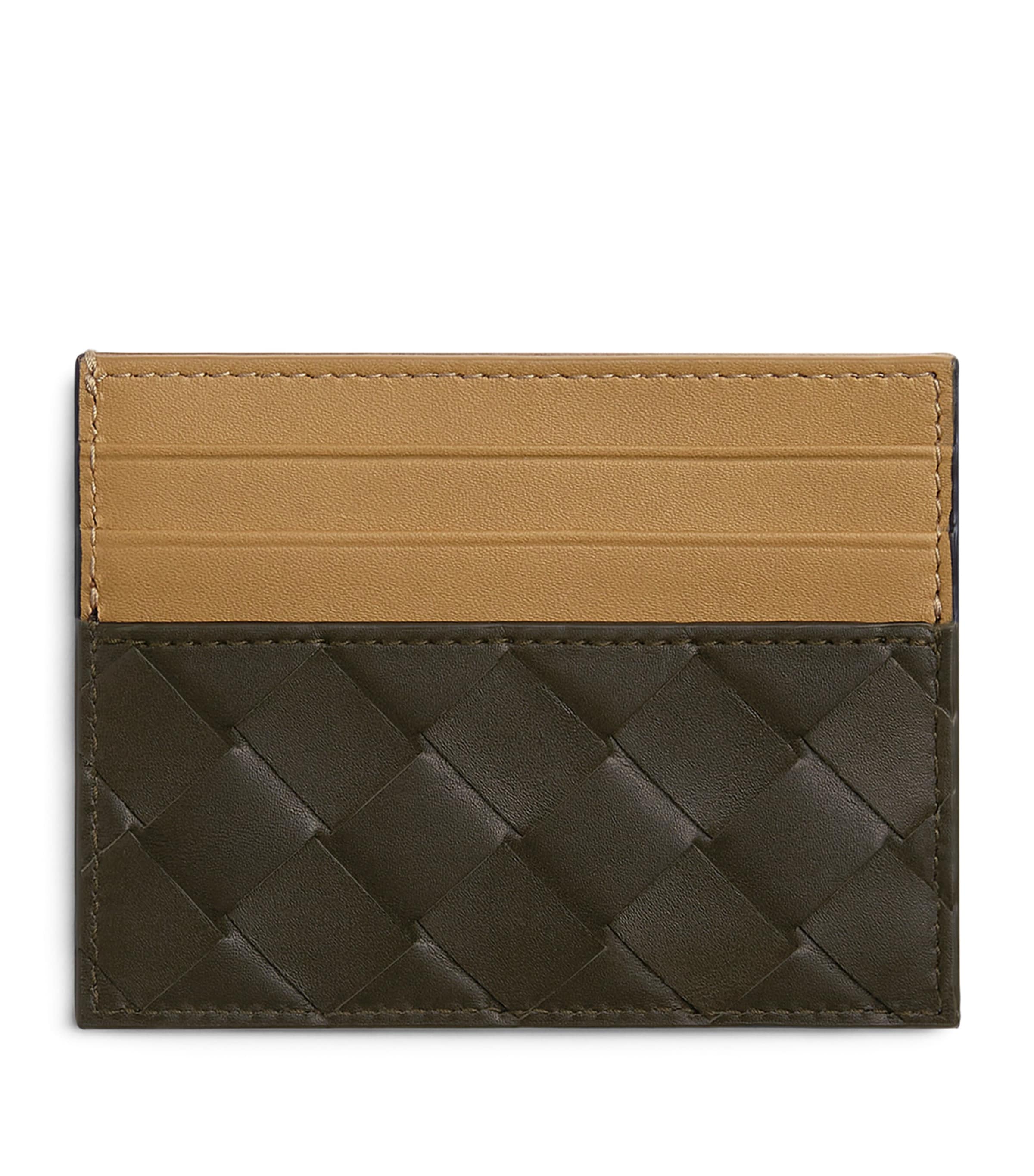 Bottega Veneta Leather Intrecciato Card Holder In Brown