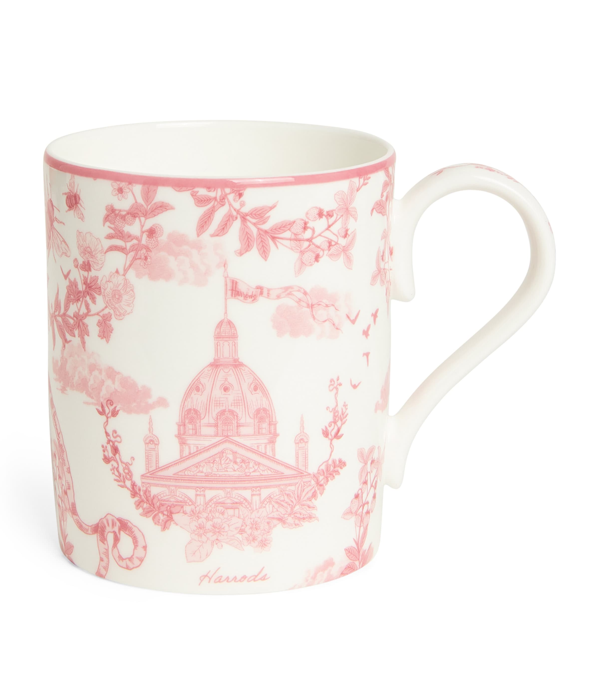 Harrods Bone China Toile Mug In Pink