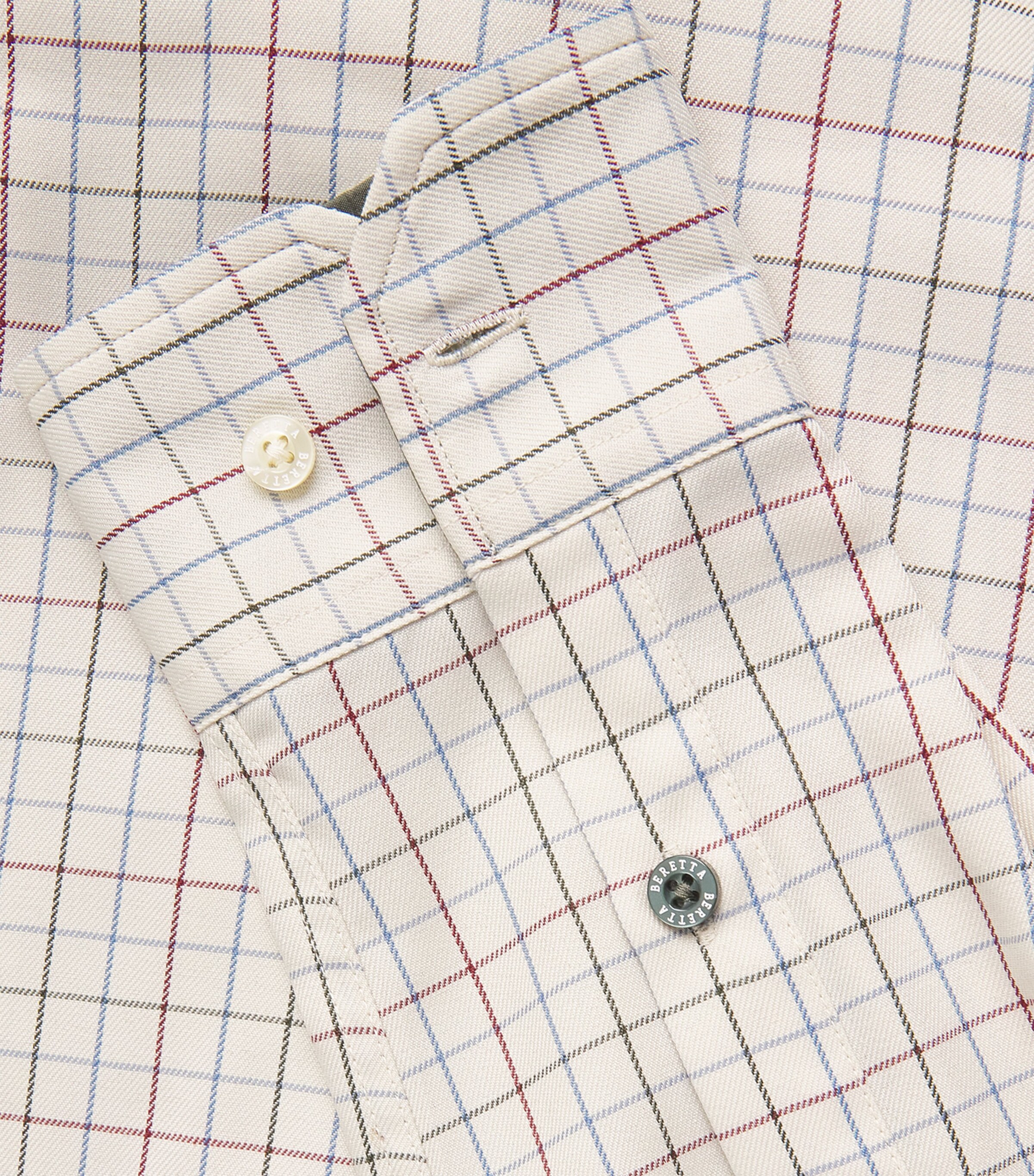 Beretta Mens Check Charlow Shirt Ivory/ Blue Image 5