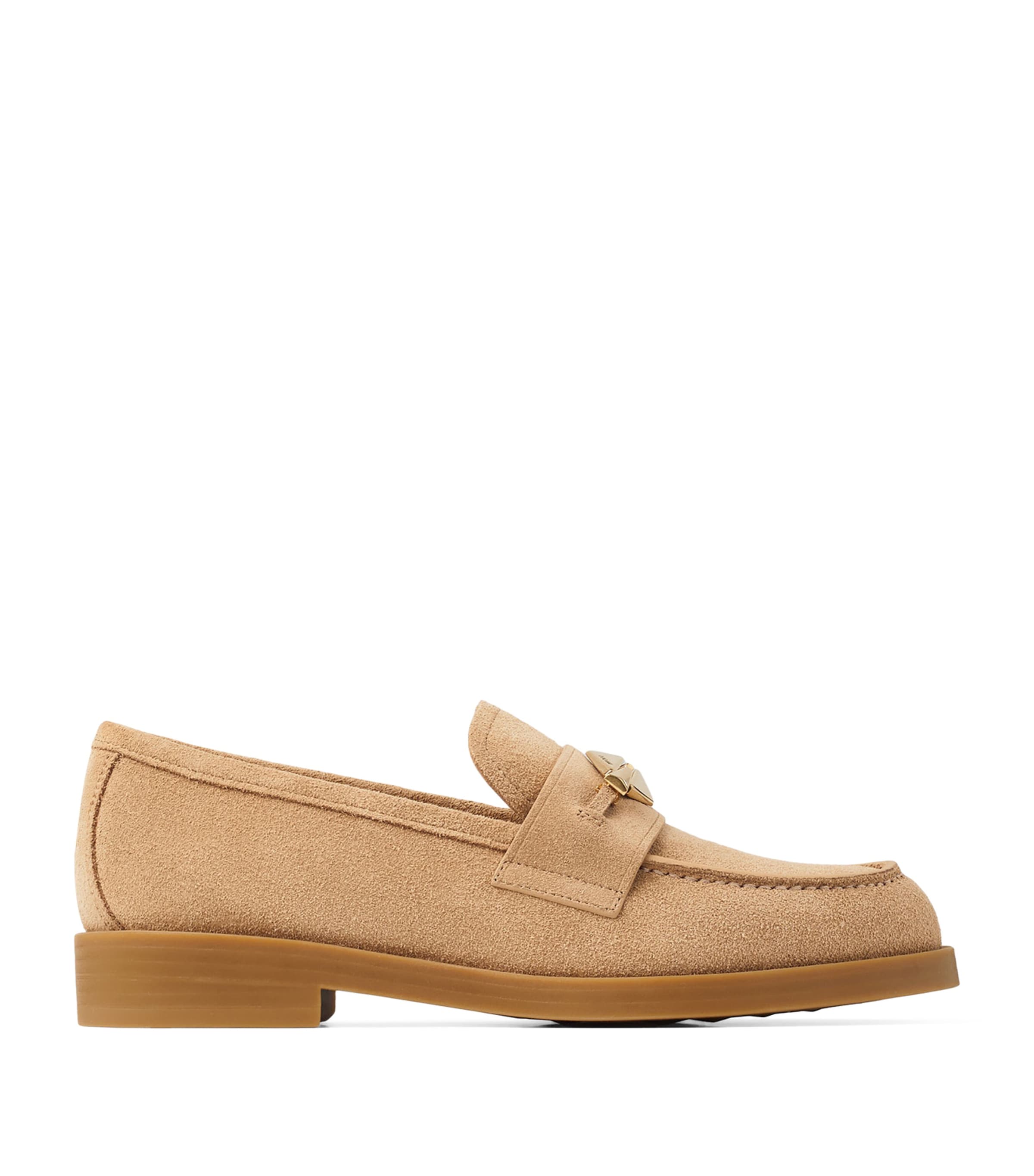 Jimmy Choo Maddie Diamond Suede Loafers In Beige